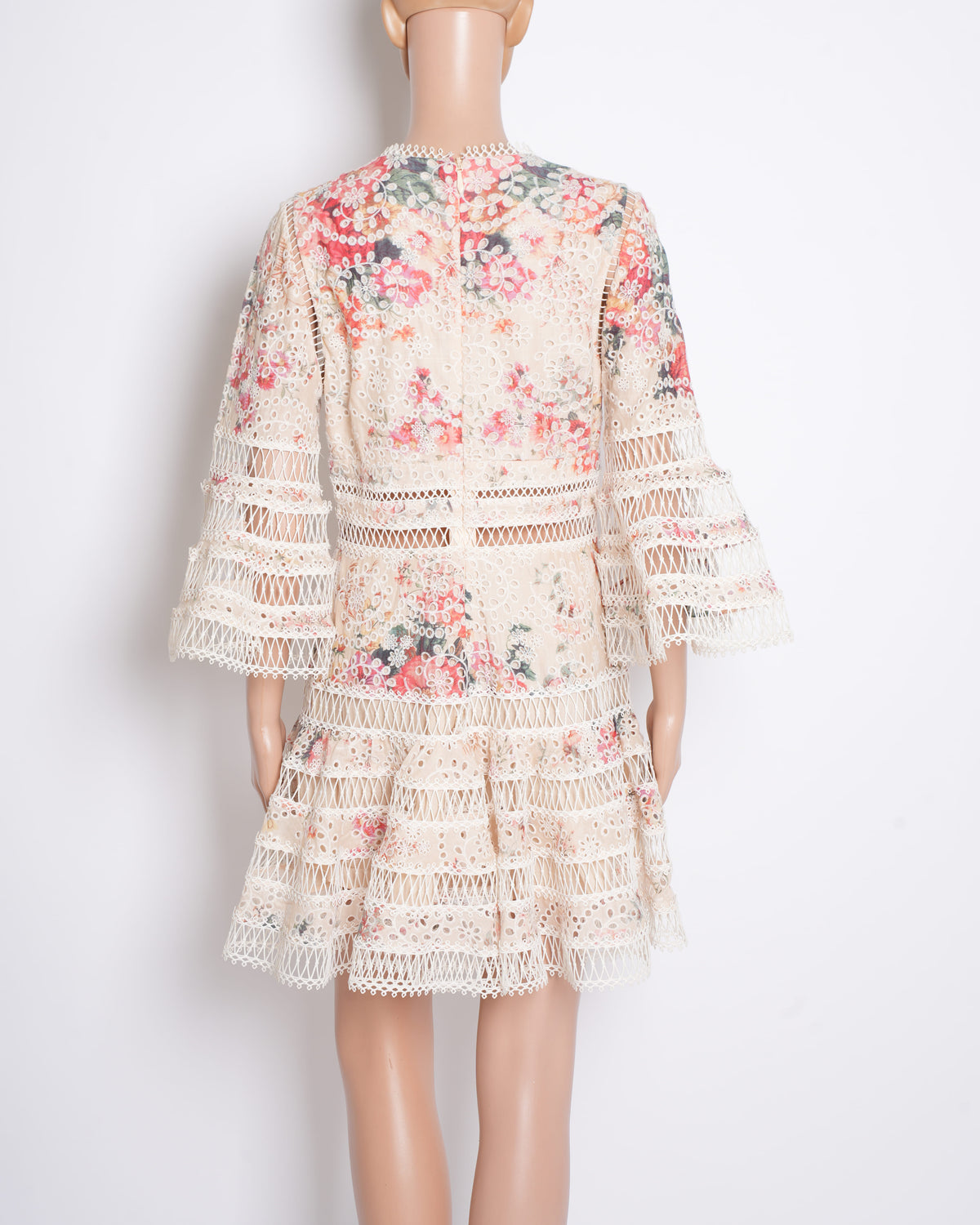 Zimmermann Floral Lace Mini Dress In White