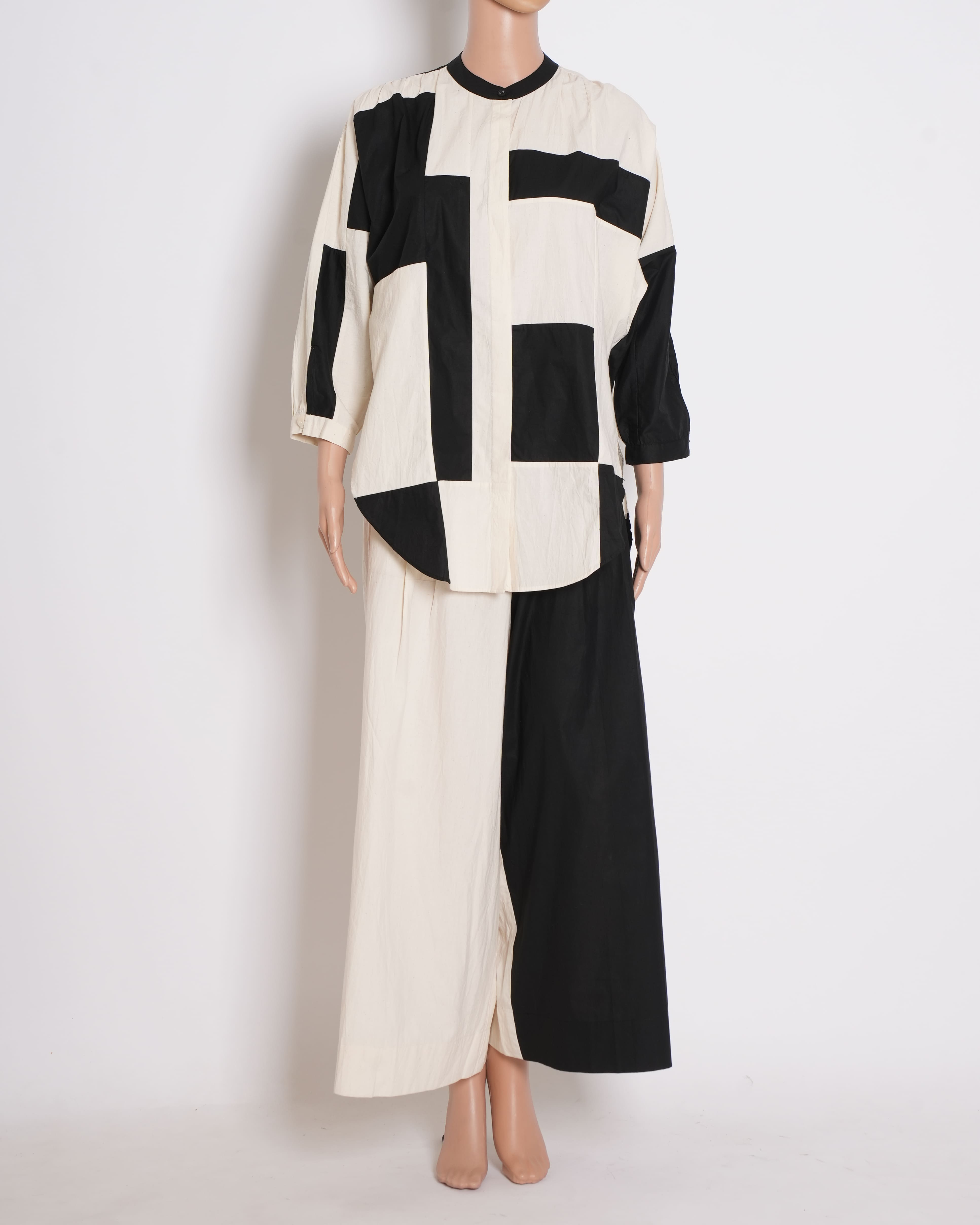 Ofrida Stardust silk Patchwork 2-piece Set In Raw Silk