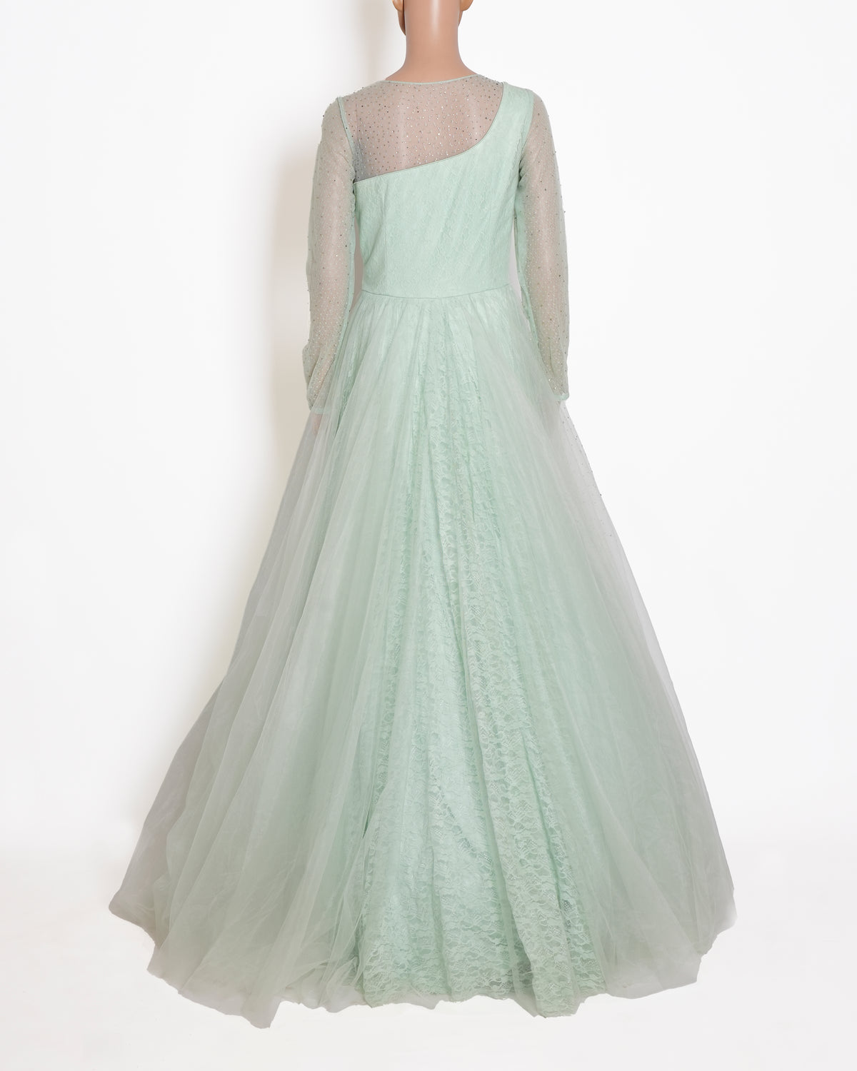 Dolly J Light Blue Embroidered Net Gown