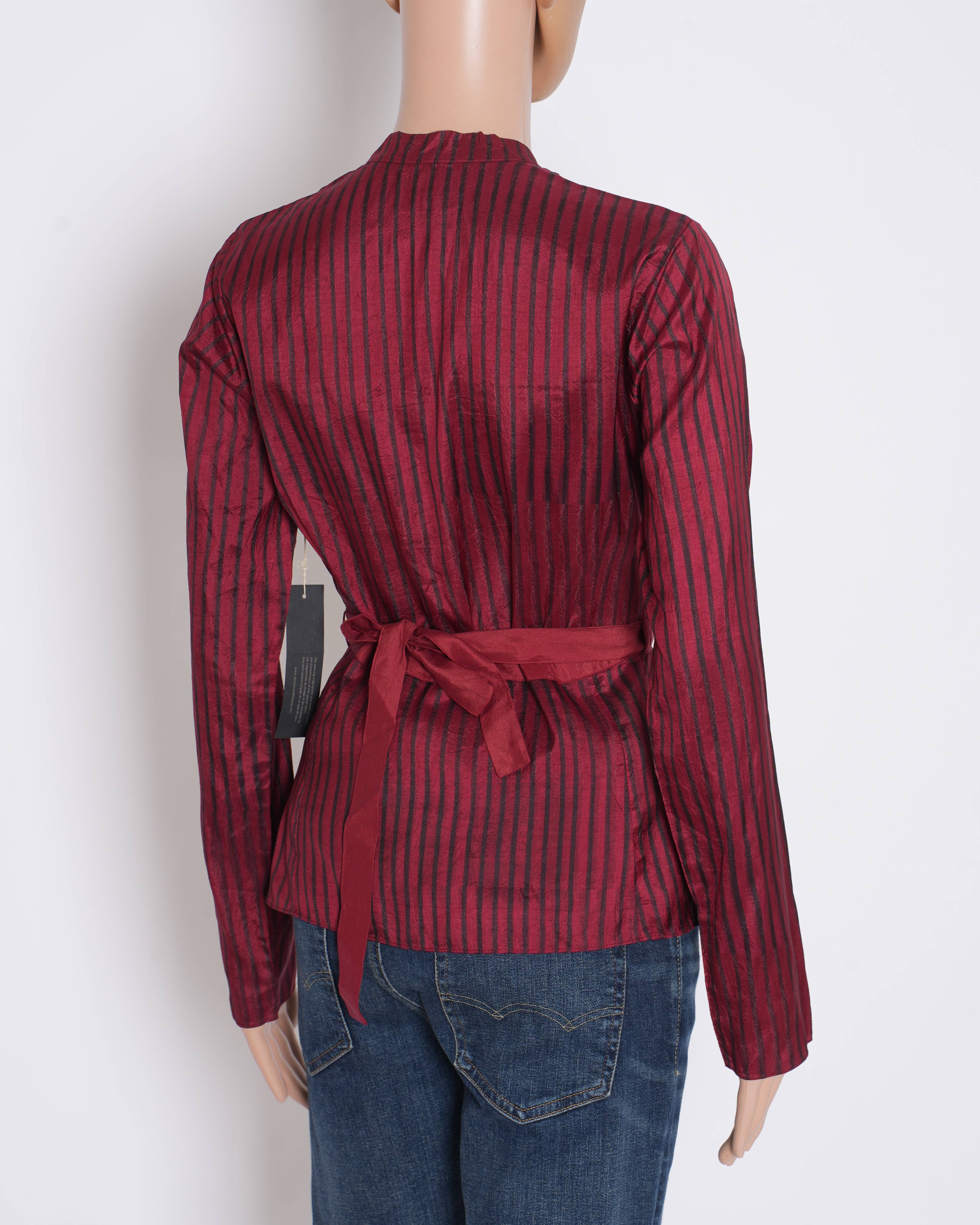 New Abraham & Thakore Red stripes Wrap shirt