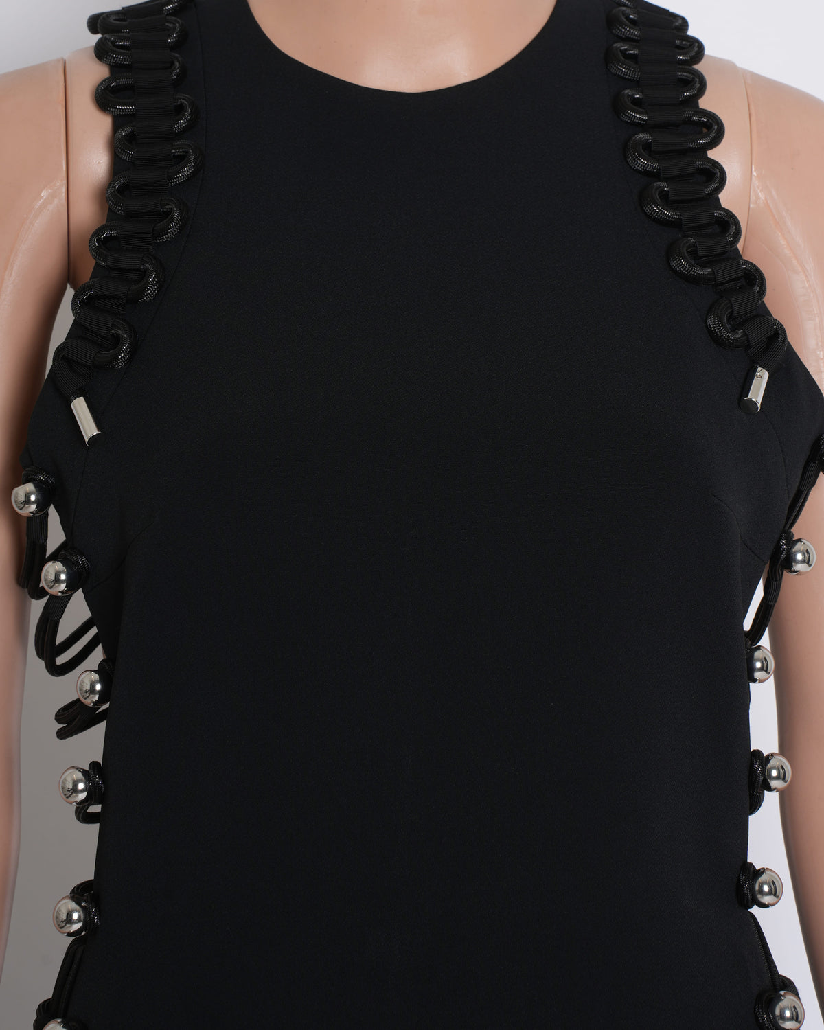 David Koma Black Bodycon Dress with Eyelet & Cord Detailing