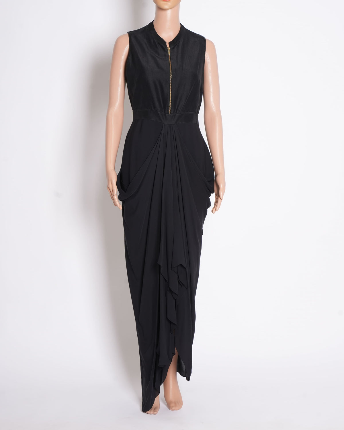 New Tarun Tahiliani black zip up dress