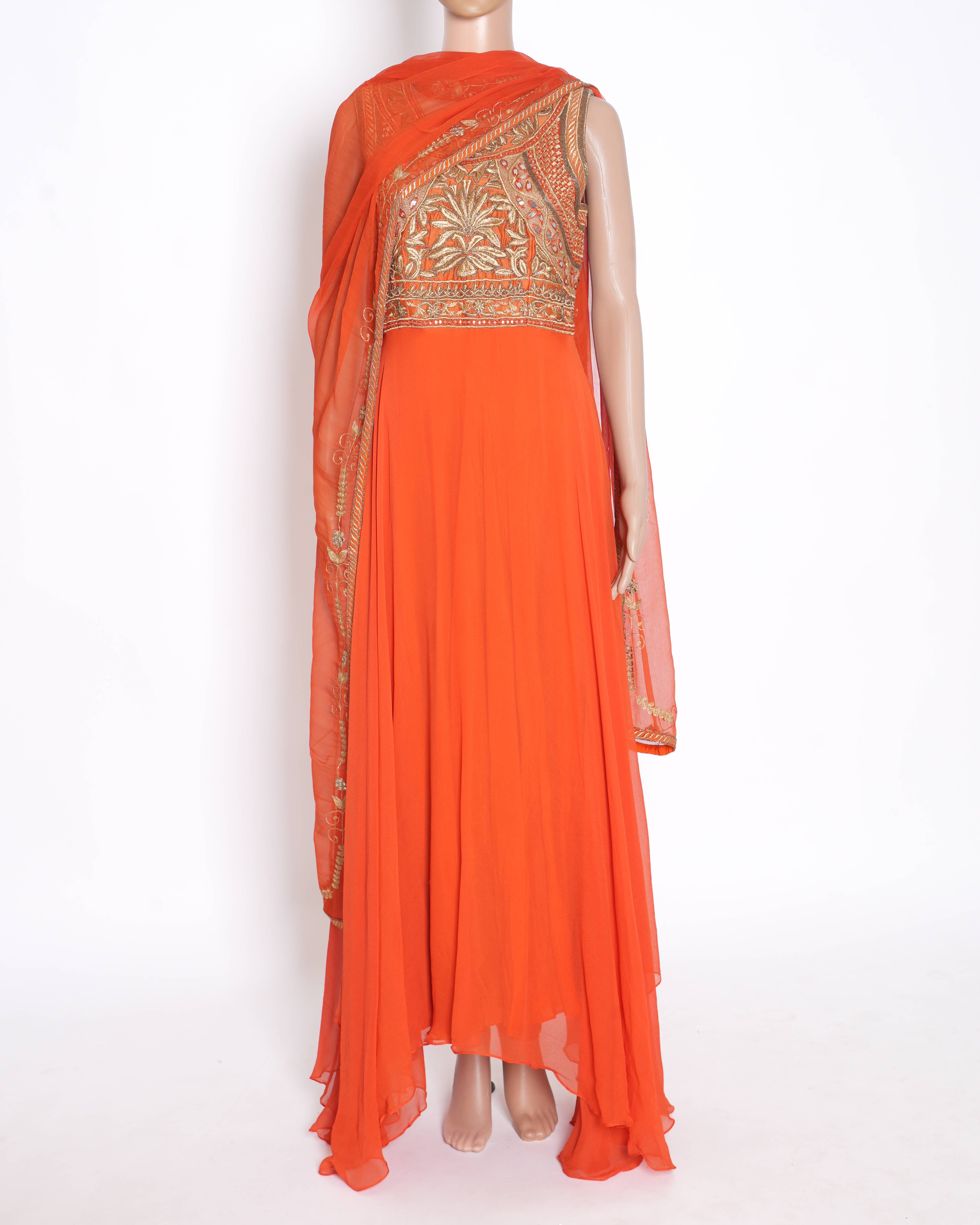 New Pankaj & Nidhi long kurta in orange set 3