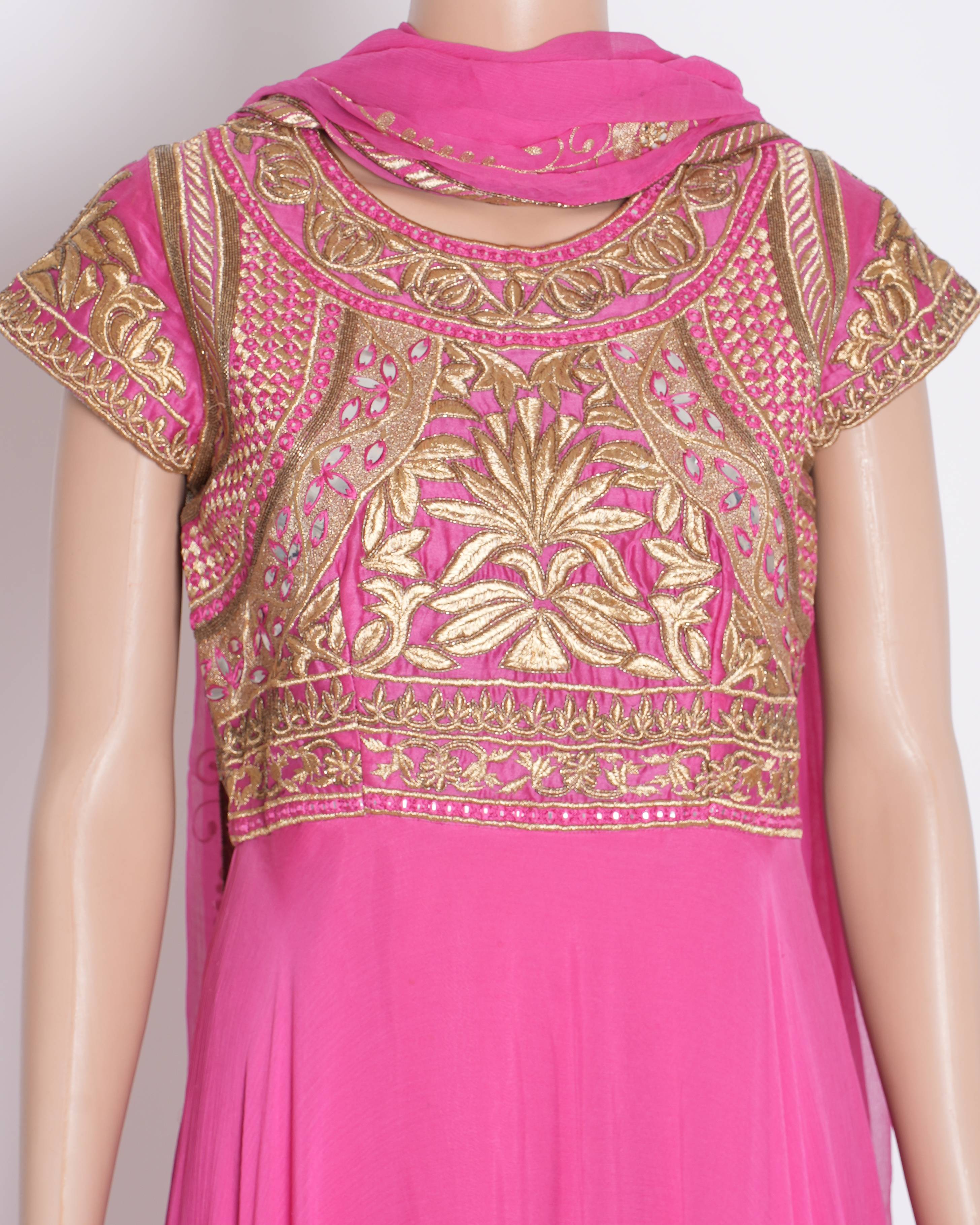 Pankaj & Nidhi long kurta set if 3 in pink