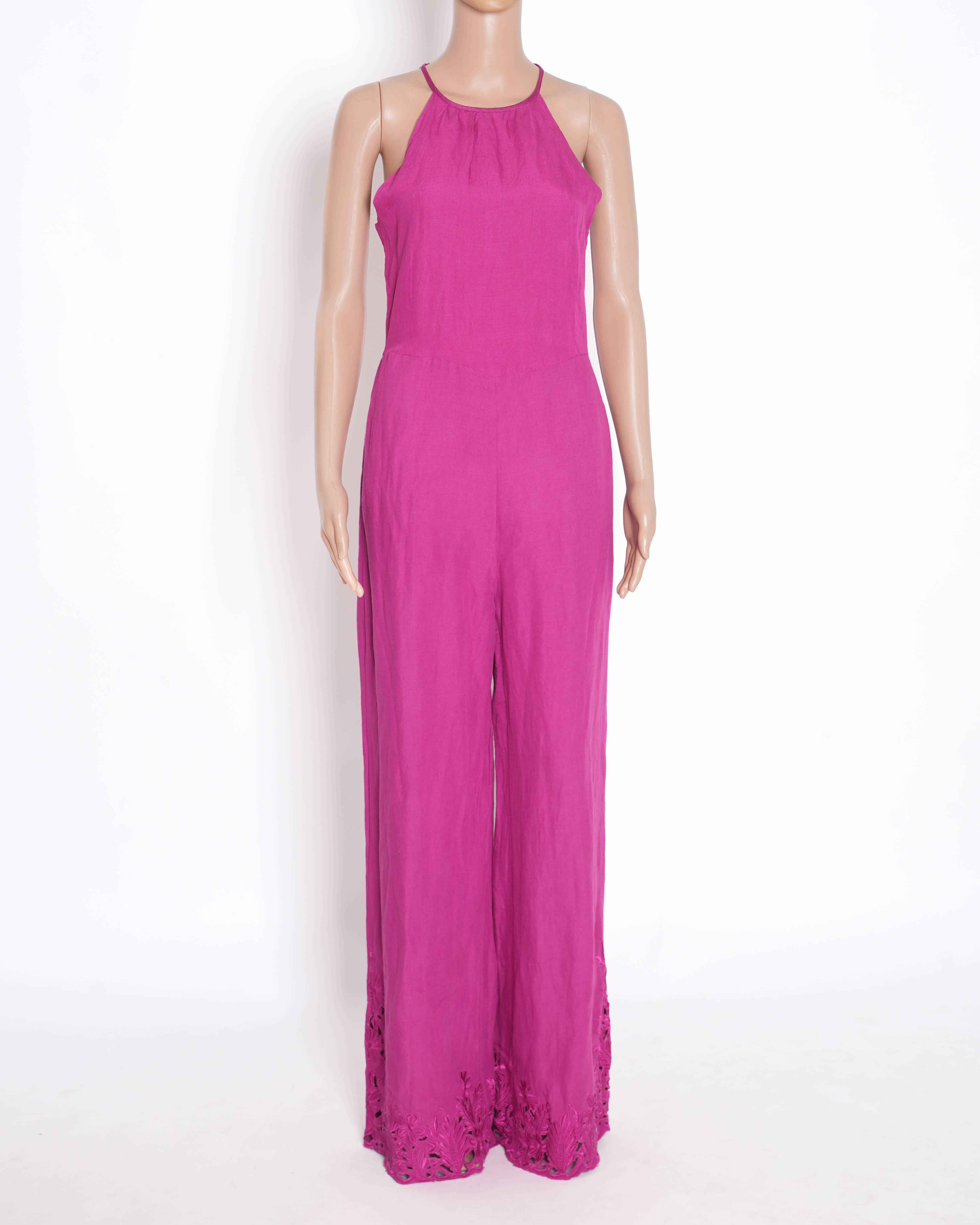 New Anthropologie Linen Blend Cutwork Jumpsuit