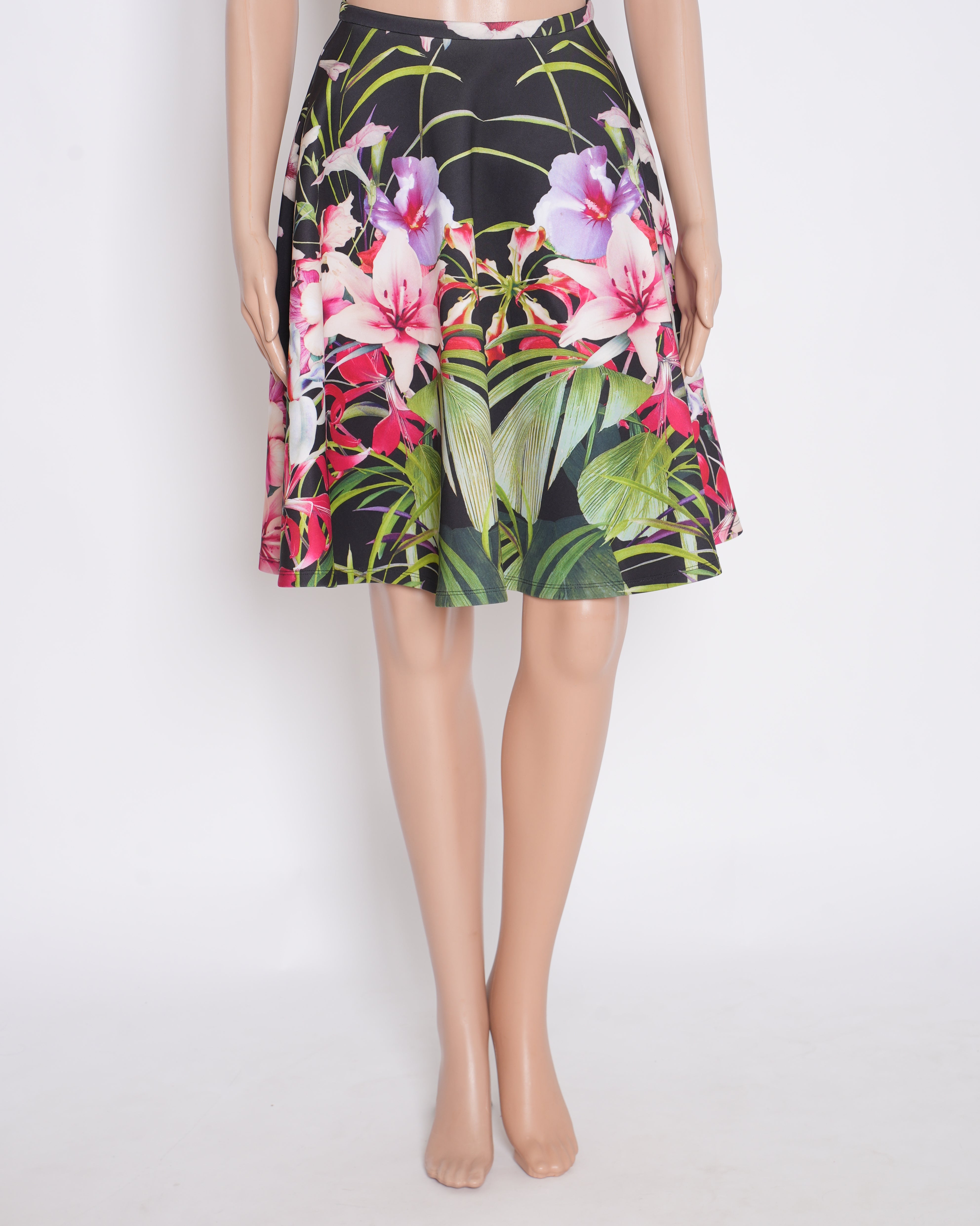 Ted baker black floral printed mini skirt
