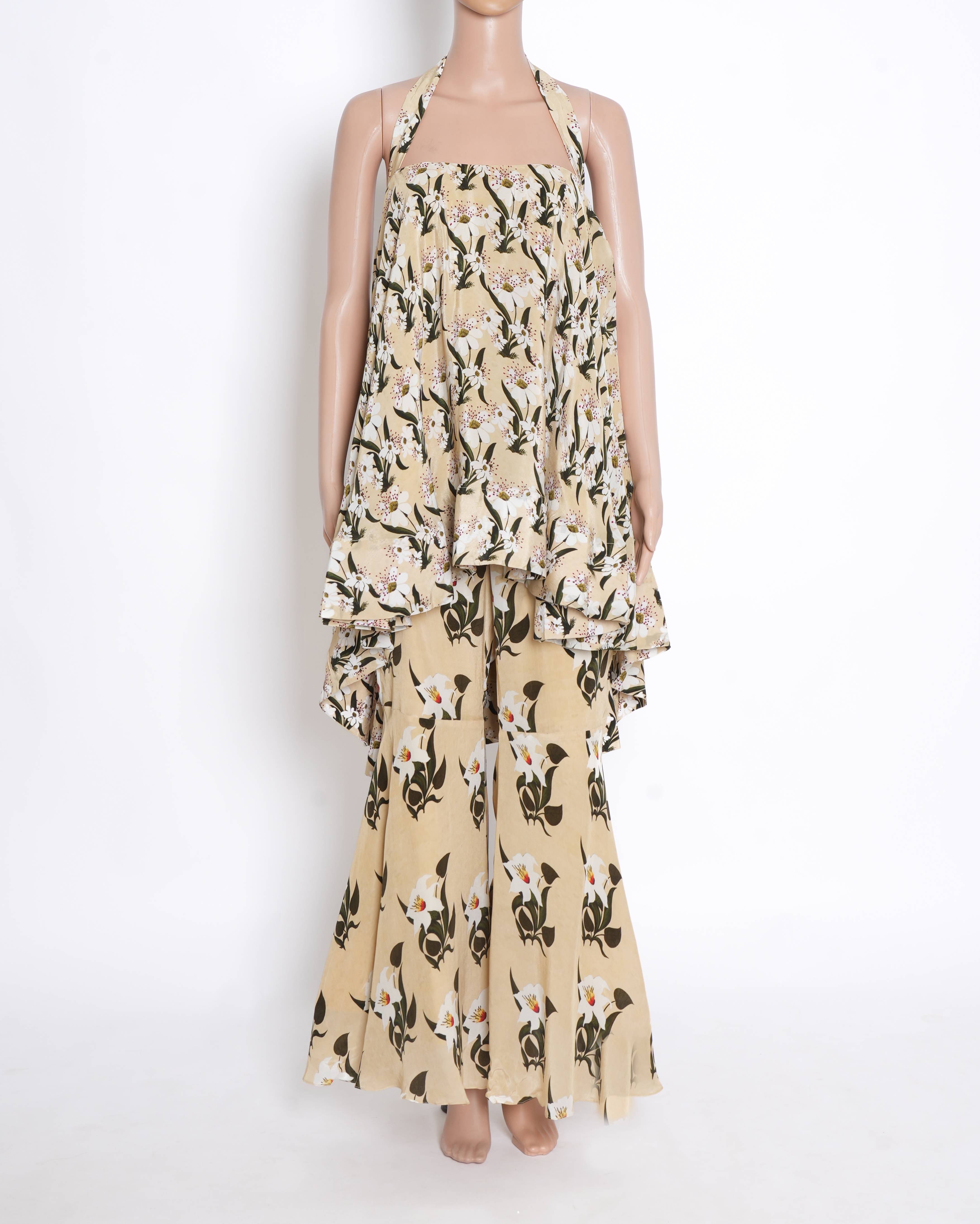 New Masaba Beige Crepe Printed Tunic Set