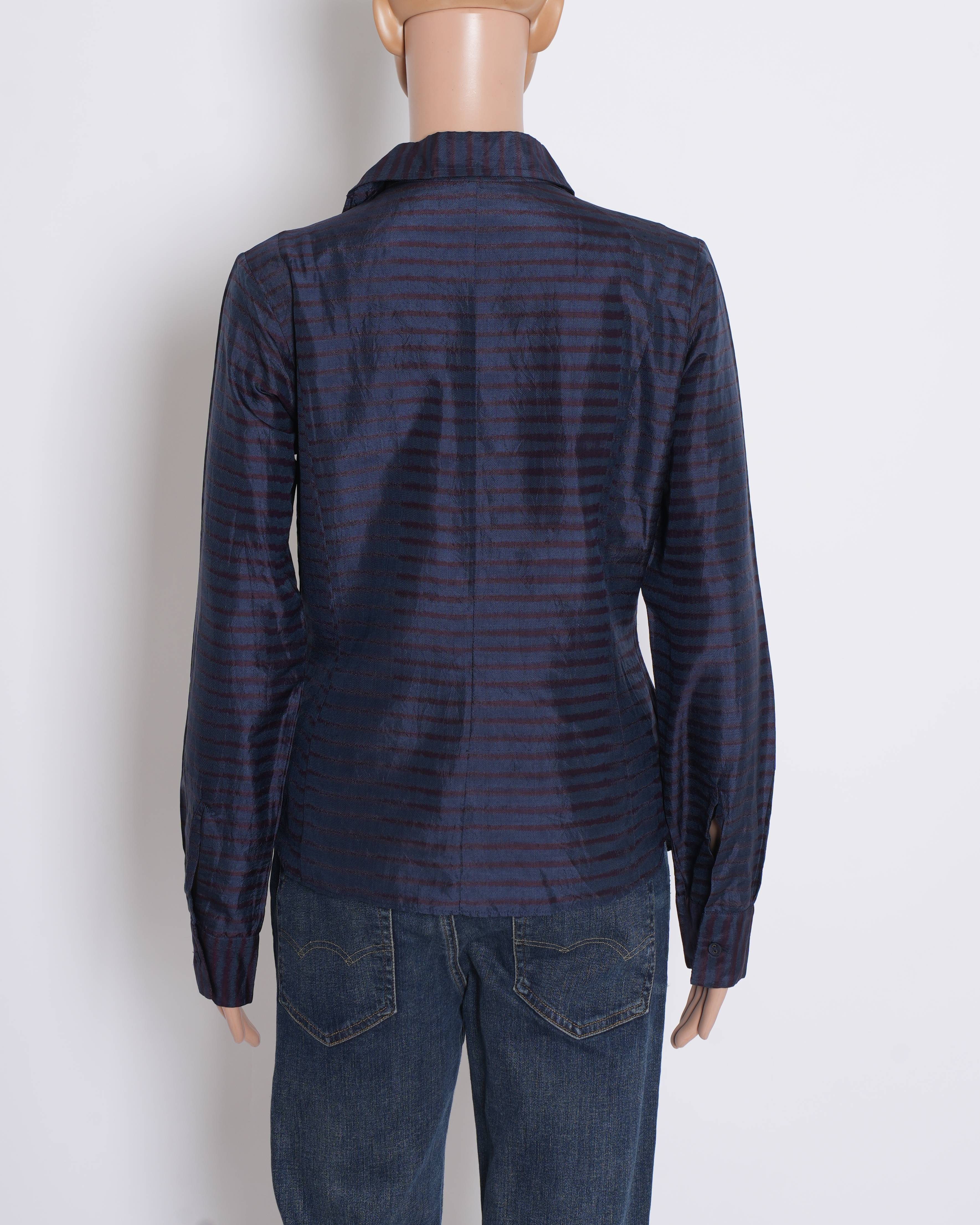 New Abraham & Thakore Blue Applique Strips Shirt