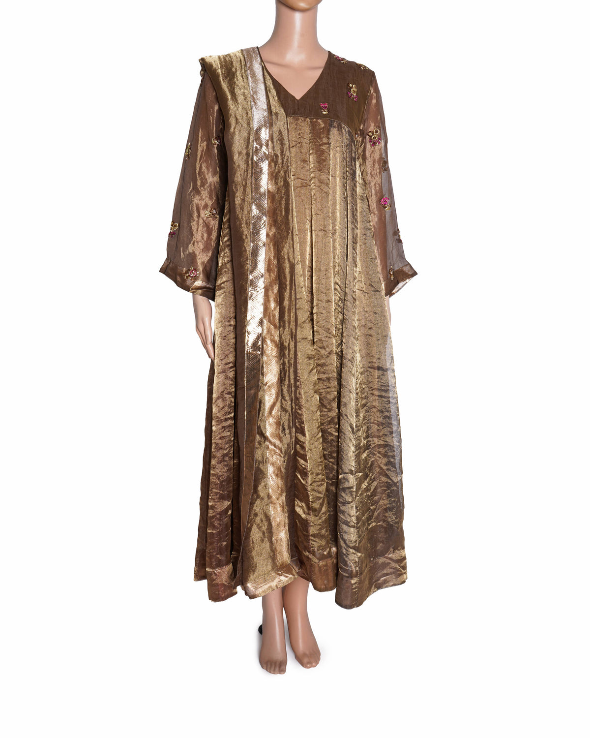 Begum Pret
Multi-Colored Silk Tissue Zari Asymmetric Kurta Set