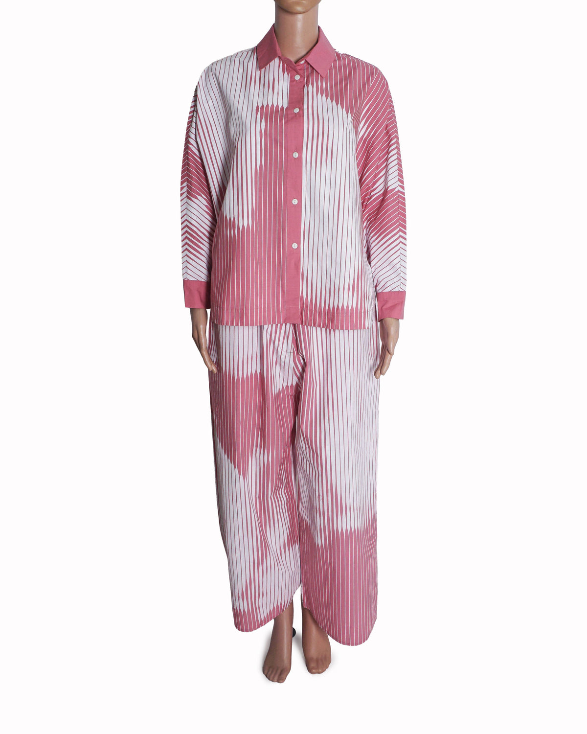 Lovebirds Pink & White Graphic Striped Co-ord Set
