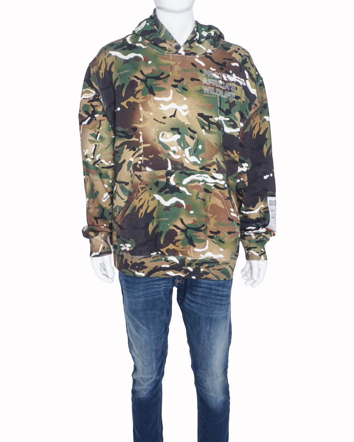 Heron Preston HP x Ministry Of Defence Camo Hoodie In Green Cotton