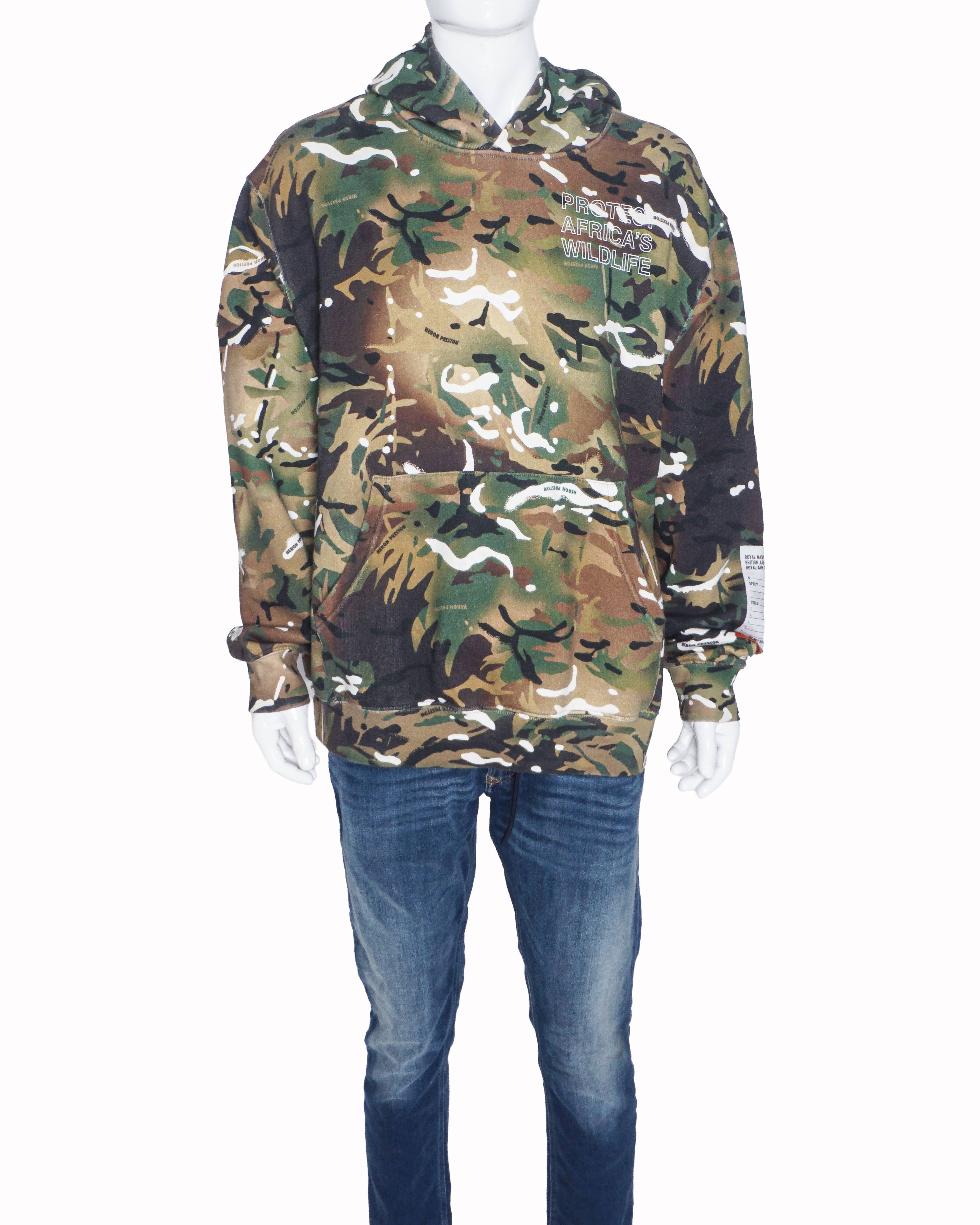 Heron Preston HP x Ministry Of Defence Camo Hoodie In Green Cotton