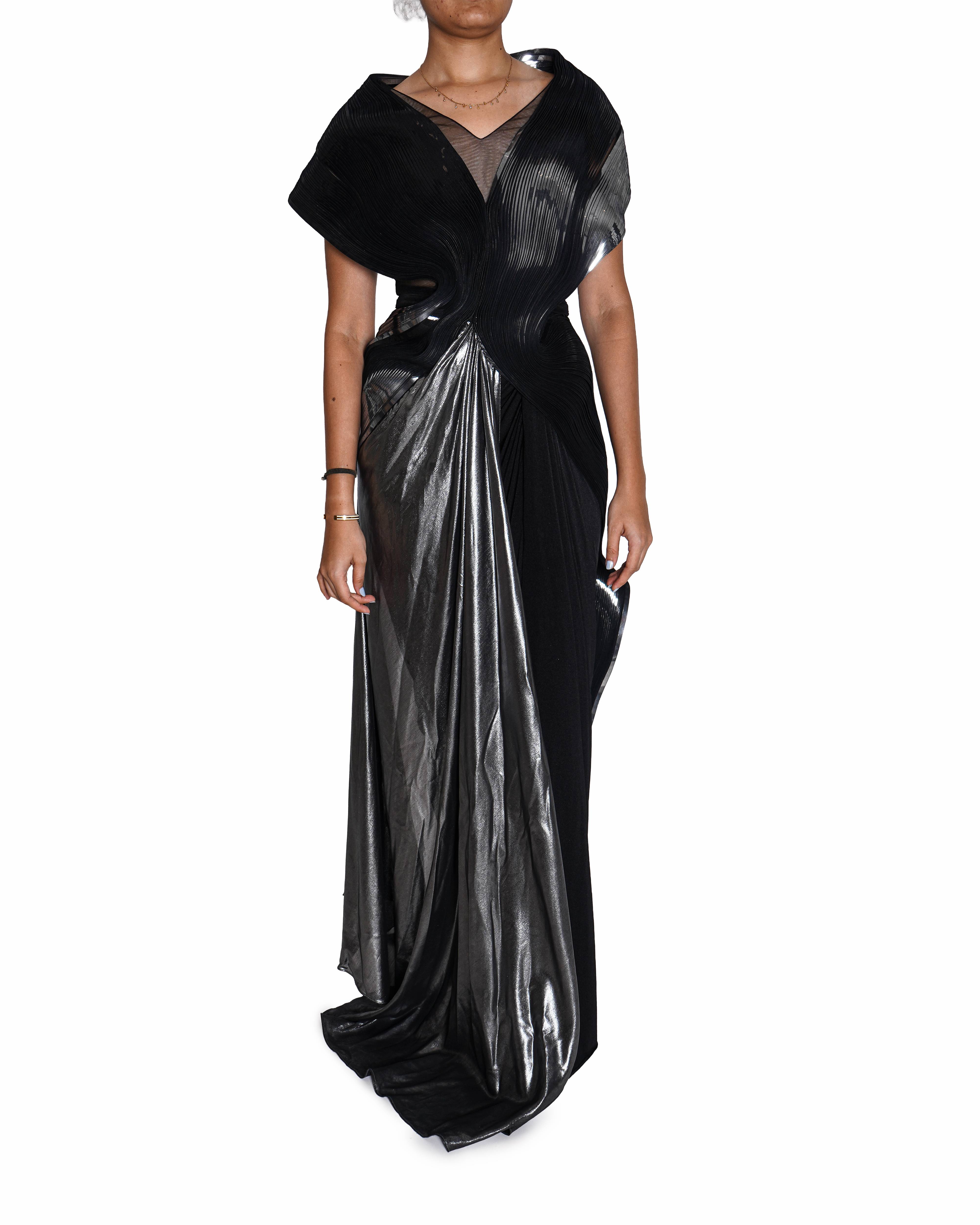 Amit Agarwal Sculpted Gown In Black