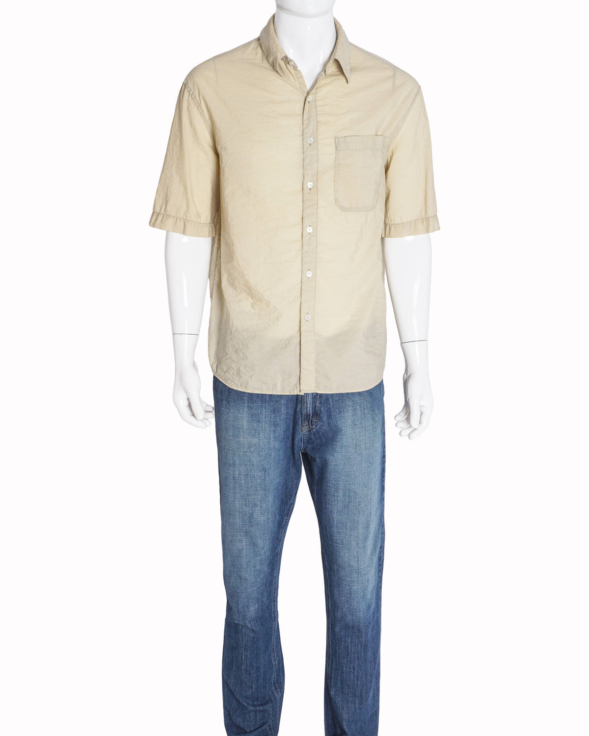 Lemaire Short Utility Shirt in Light Cream