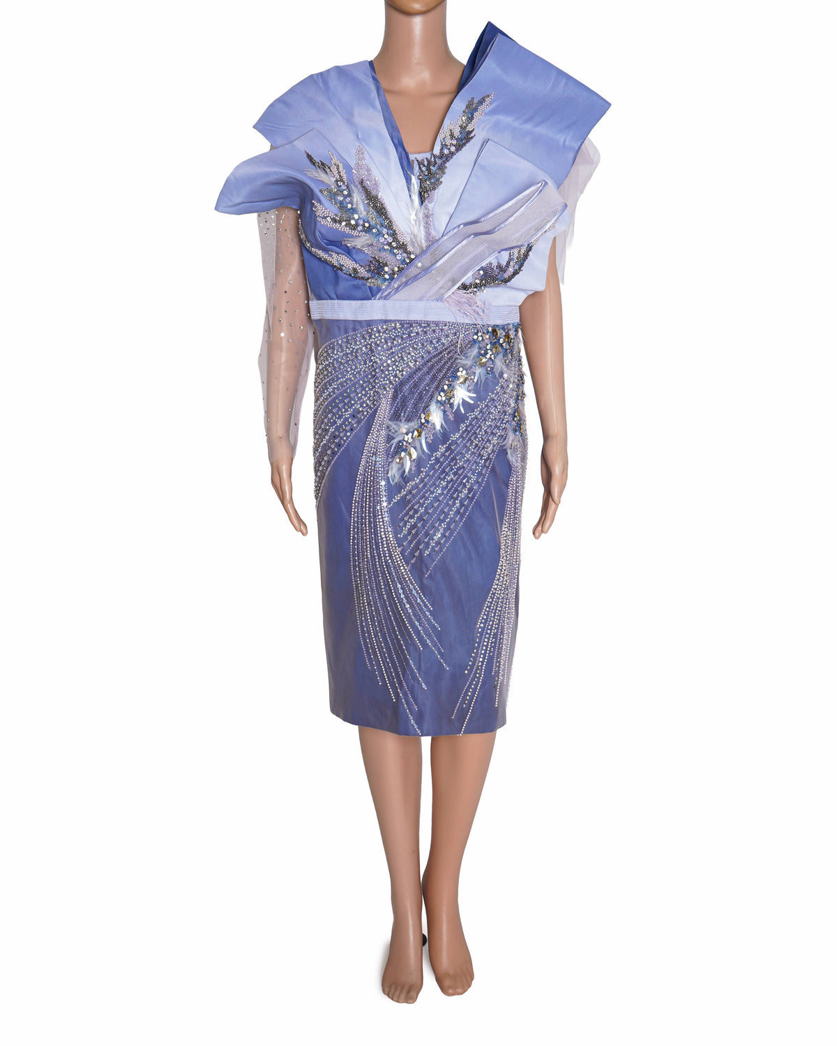 Gavin Miguel Lavender Embroidered Structured Dress