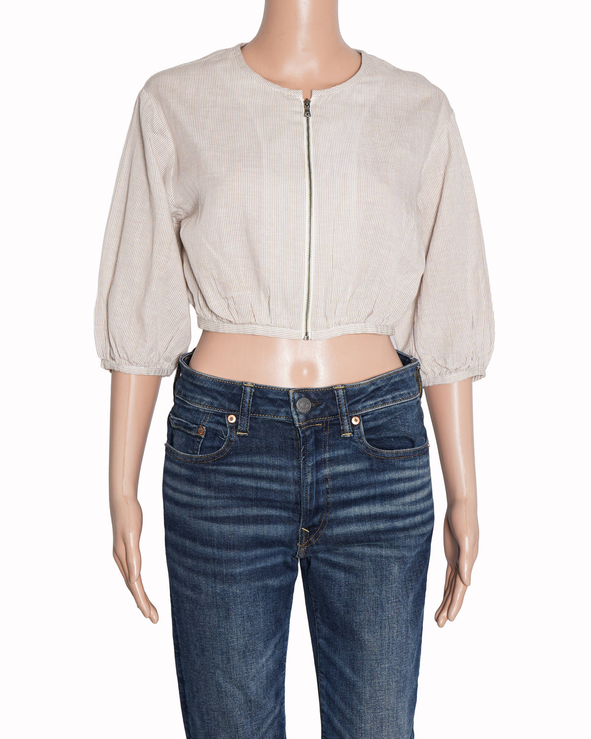 BCBG Max Azria beige bishop sleeves top