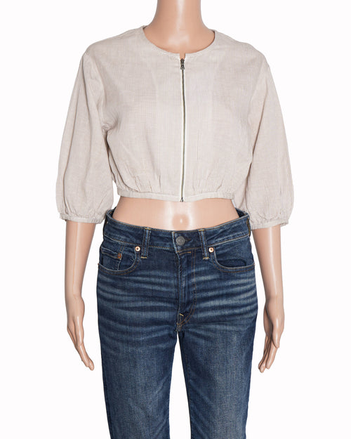 BCBG Max Azria beige bishop sleeves top