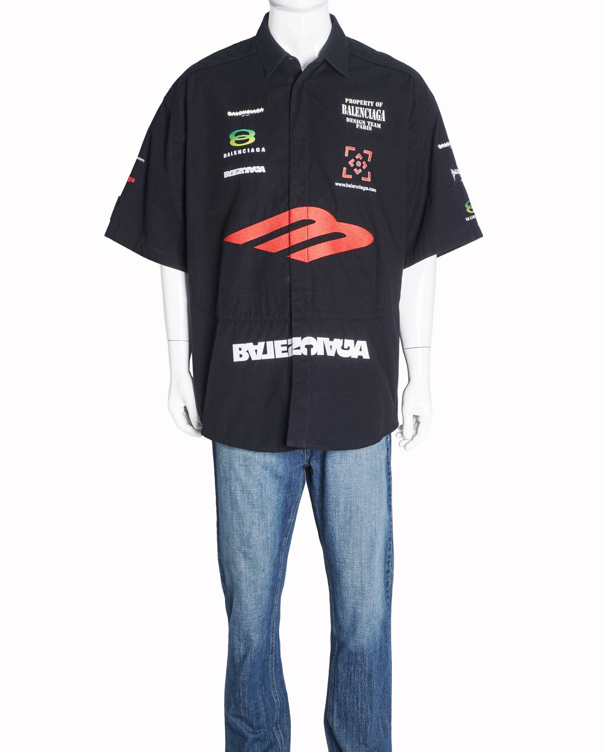 Balenciaga Black Multi-Graphic Sponsor Men's Oversized Shirt