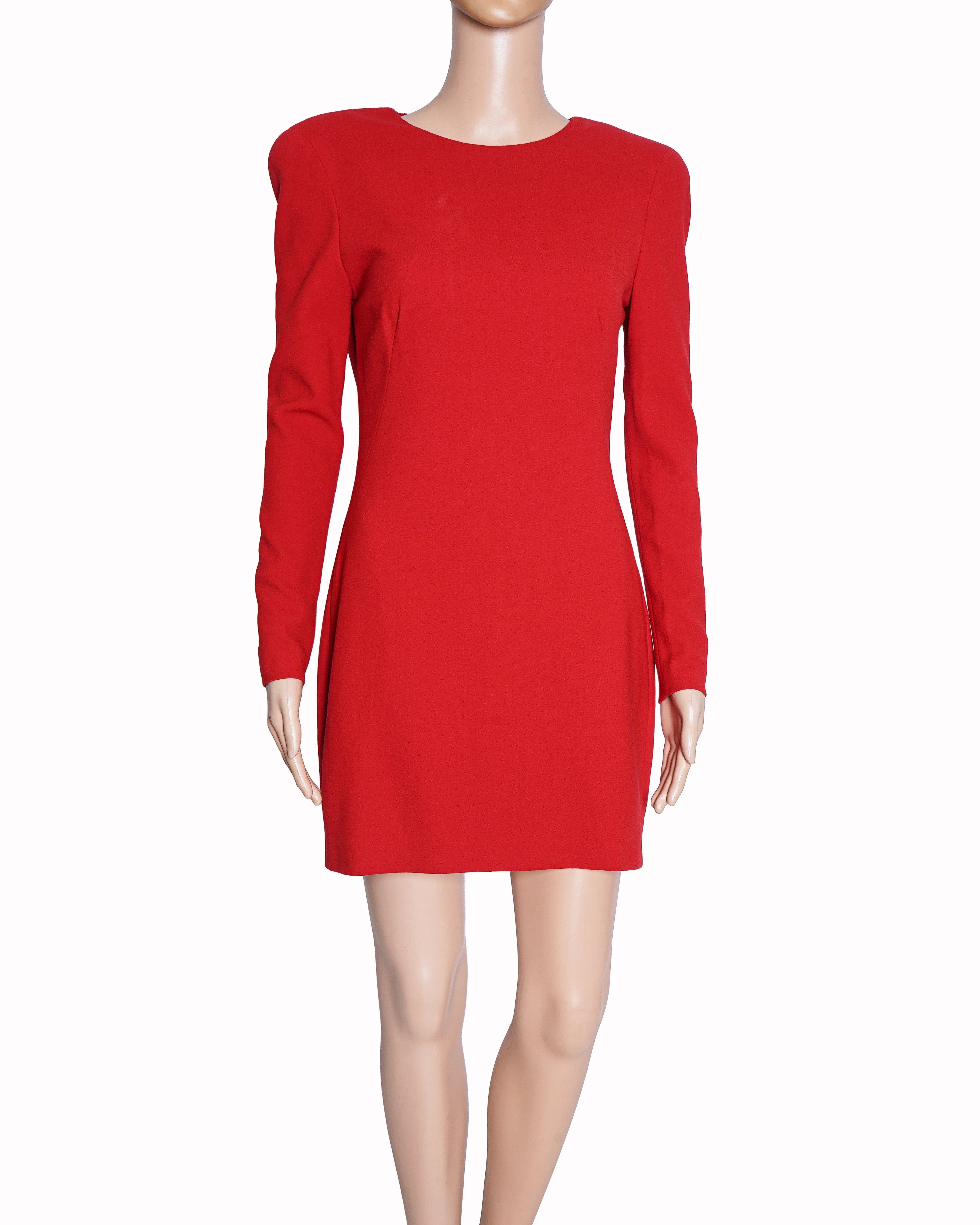 Alexander McQueen Red Wool Midi Dress