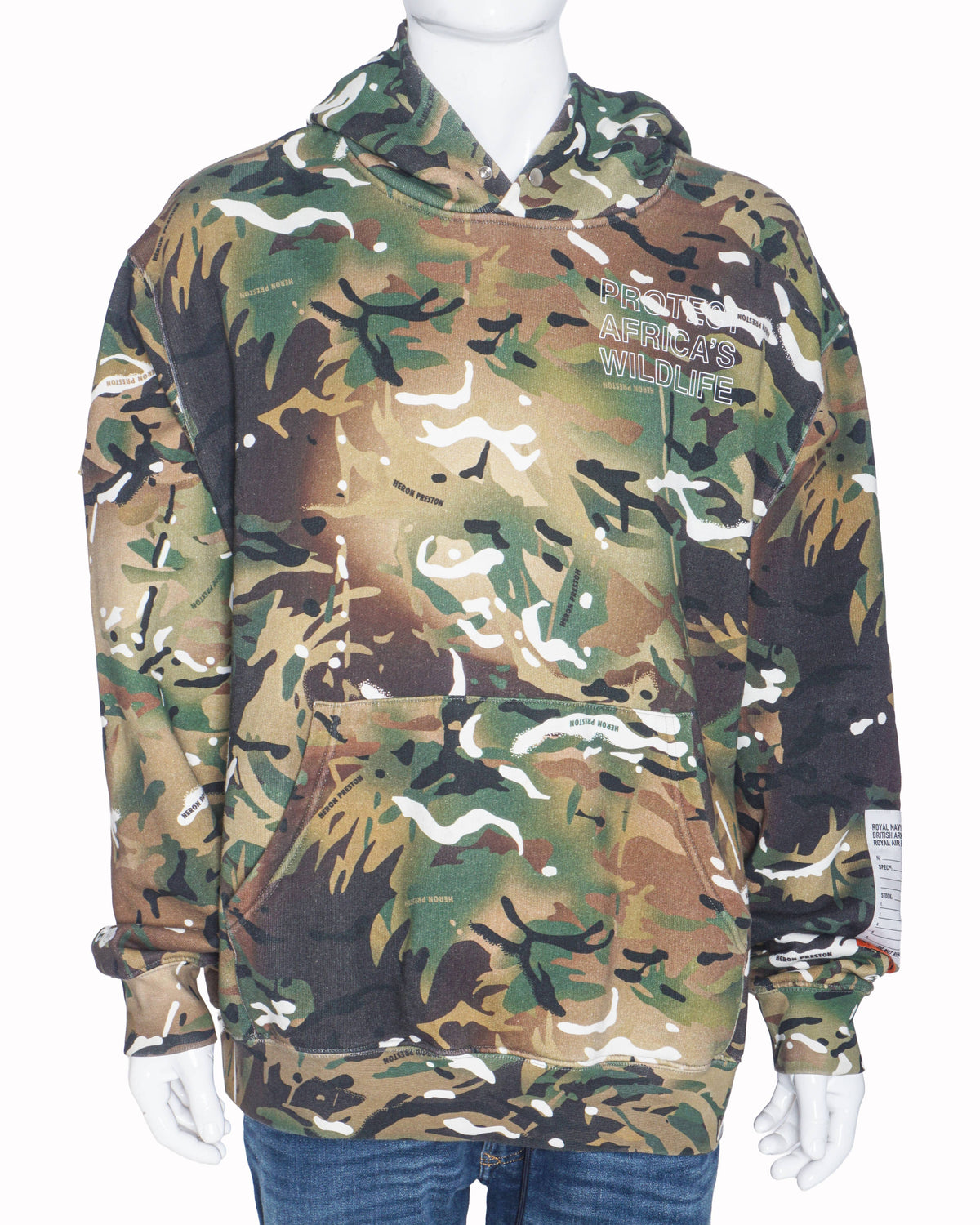 Heron Preston HP x Ministry Of Defence Camo Hoodie In Green Cotton