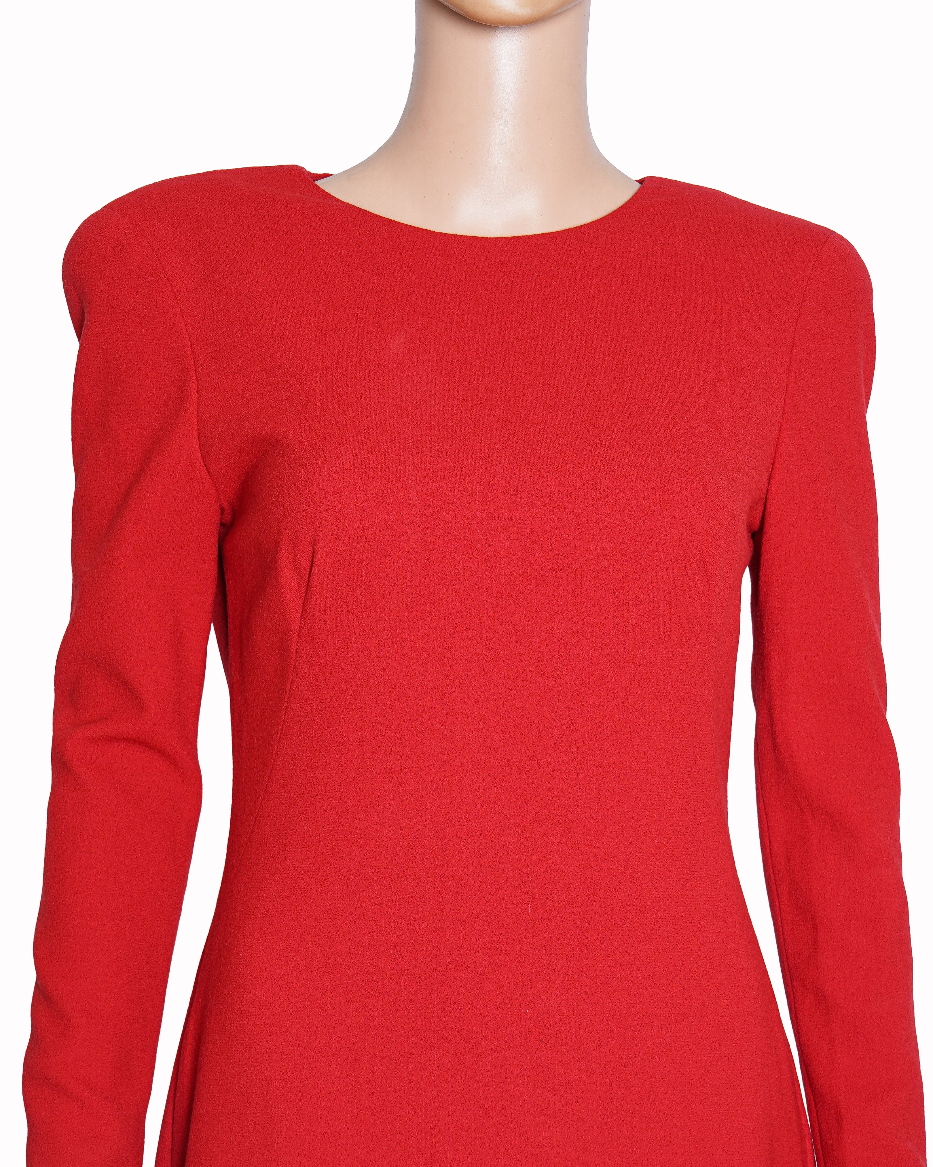 Alexander McQueen Red Wool Midi Dress