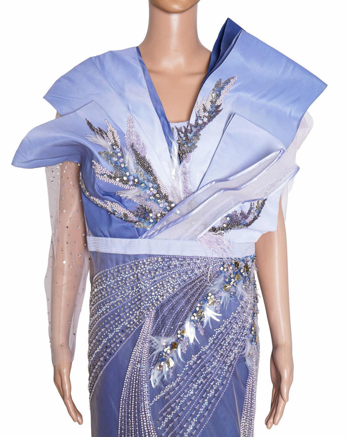 Gavin Miguel Lavender Embroidered Structured Dress