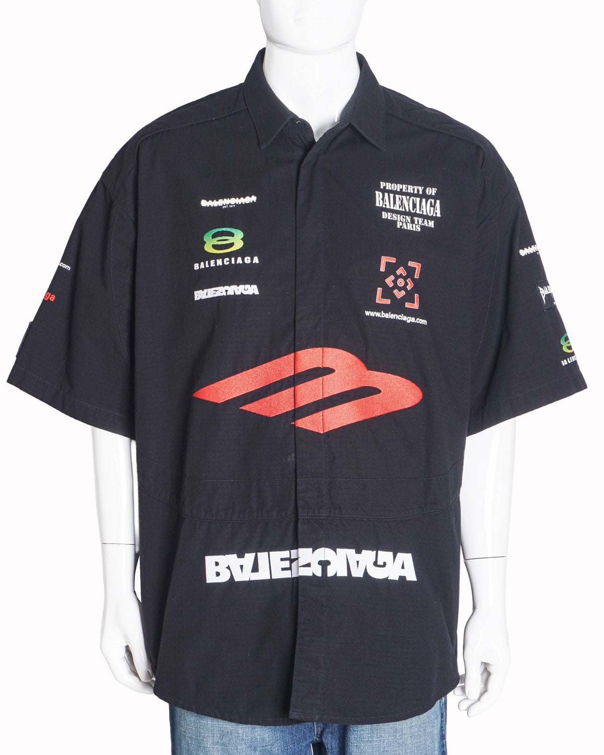 Balenciaga Black Multi-Graphic Sponsor Men's Oversized Shirt