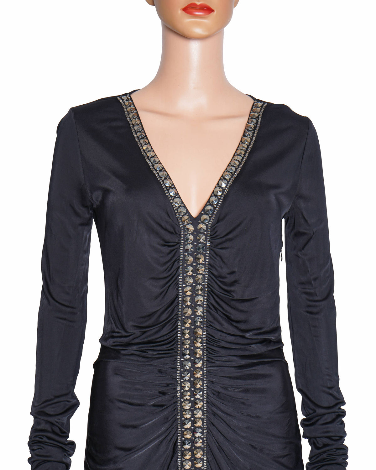 Emilio Pucci Full Sleeve V Neck Dress In Black