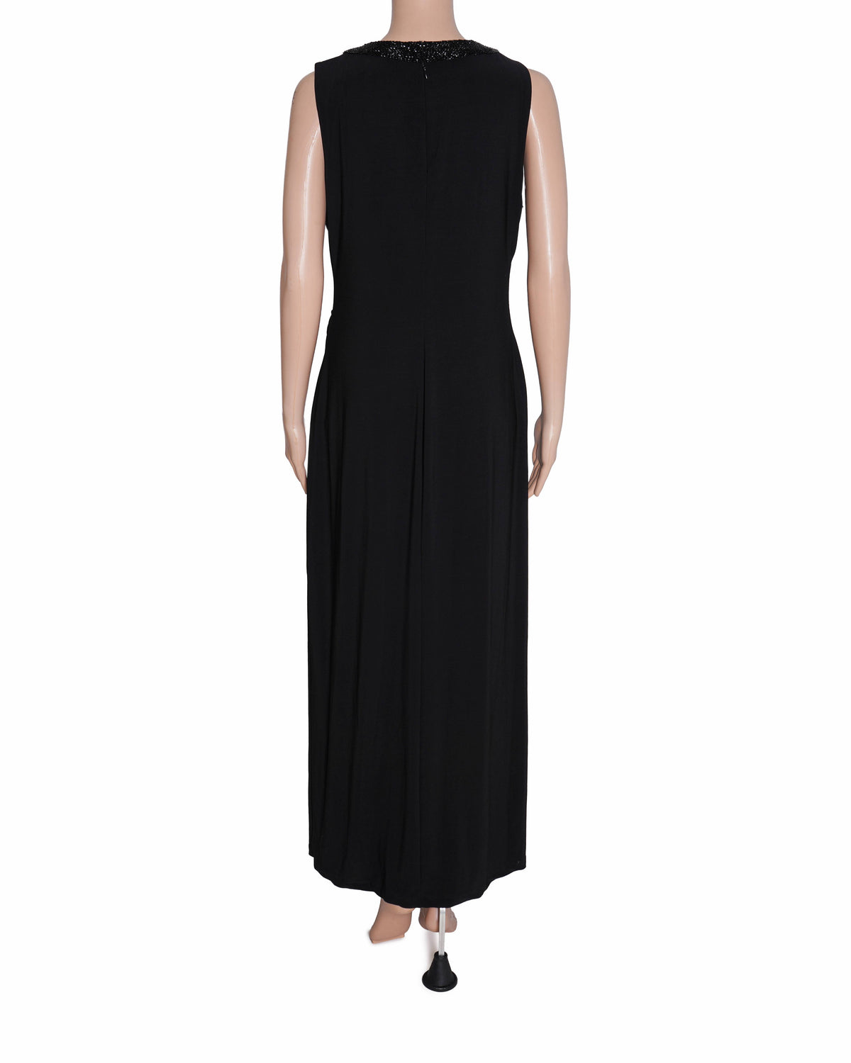 Lauren Ralph Lauren Black Beaded-Neck Ruched Evening Dress