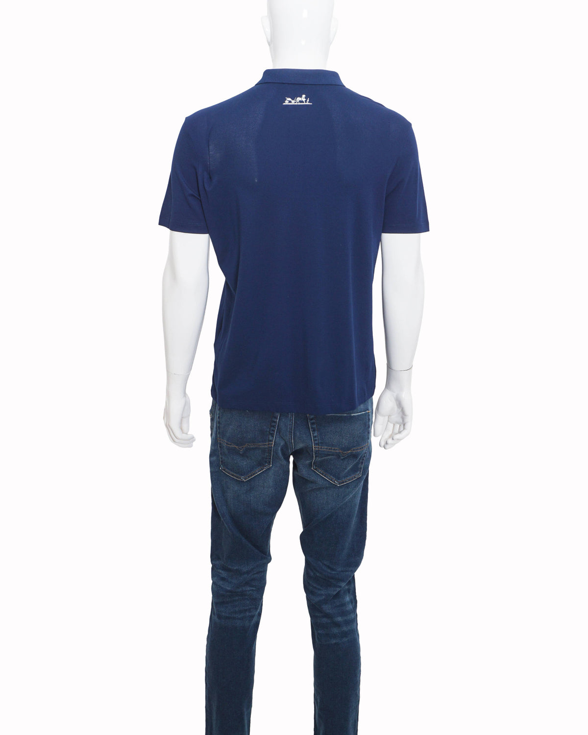 Hermès Royal Blue Embroidered Crest Polo T-Shirt