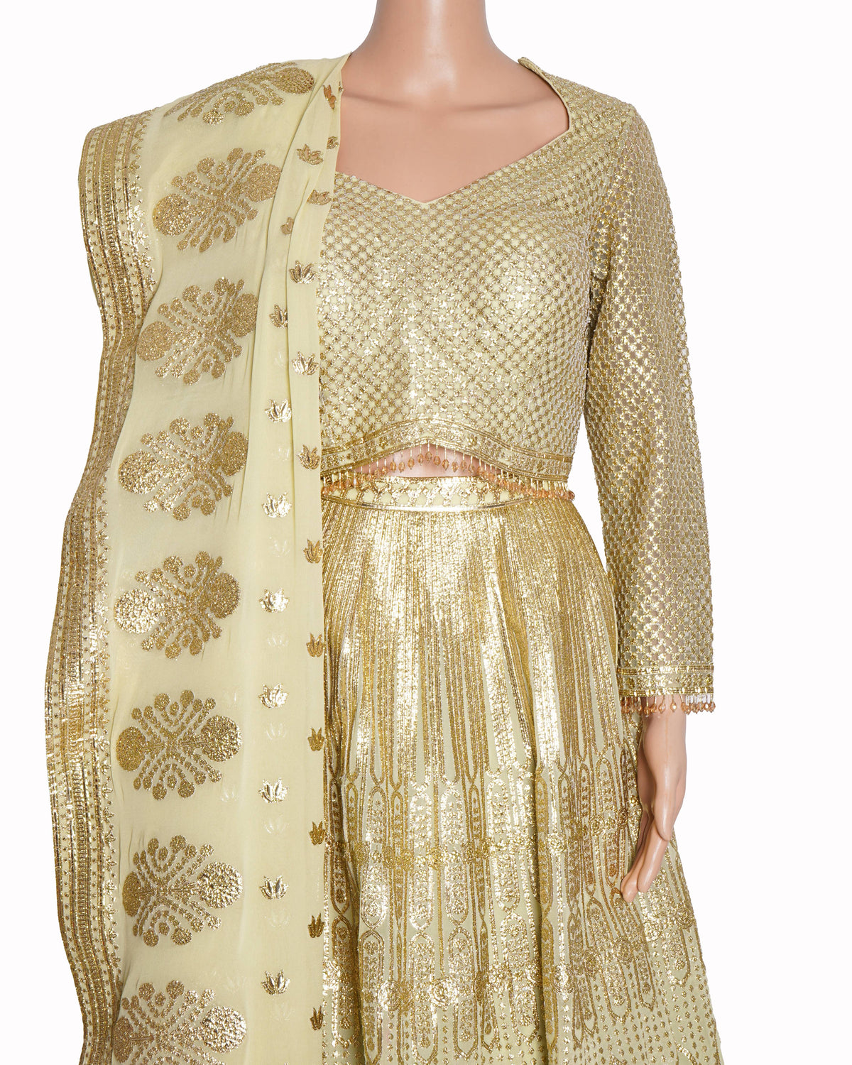 Falguni Shane Peacock Lehenga Set In Sage Green