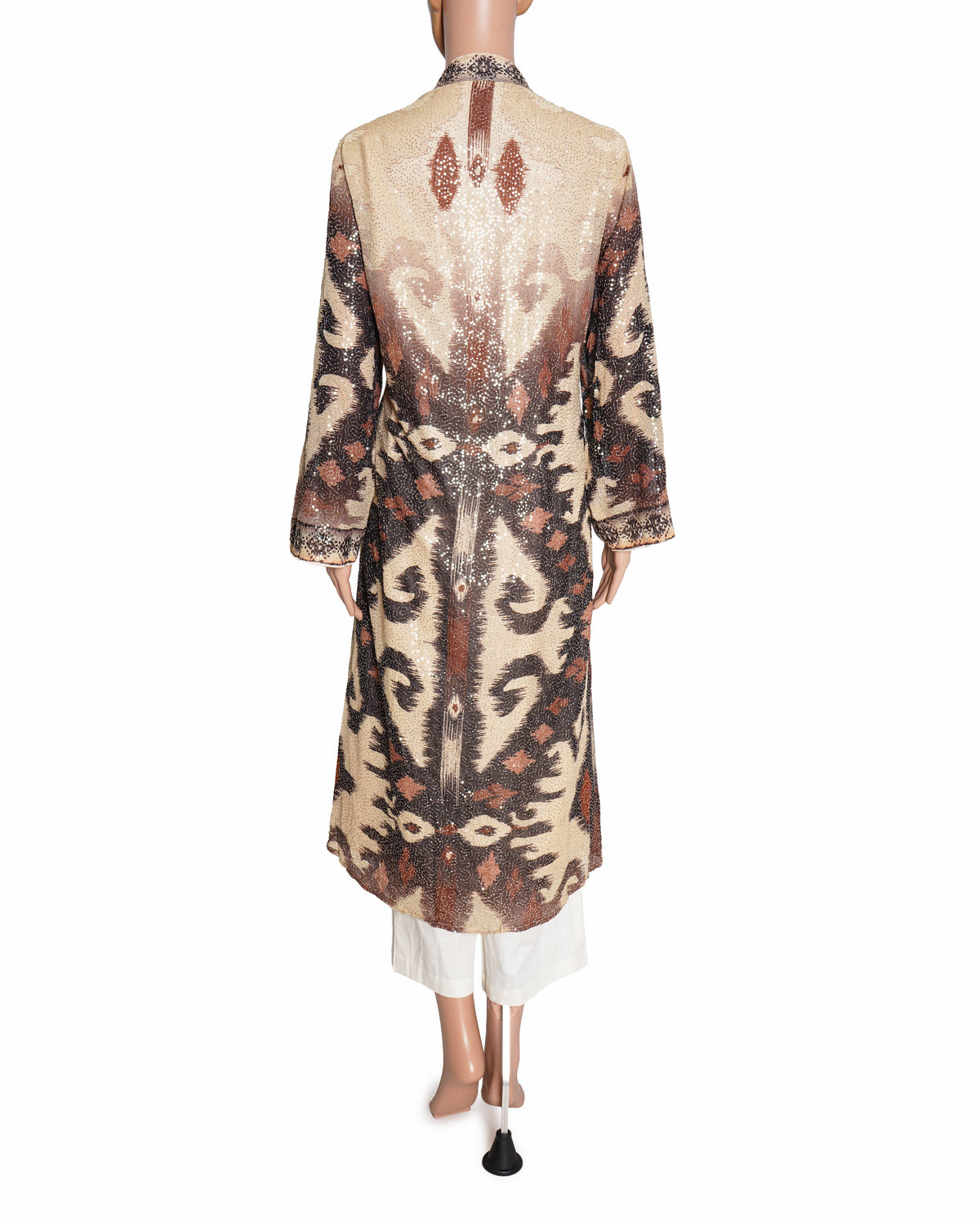 Ranna Gill Georgette Print Ikat Floral V Collar Stormi Dress
