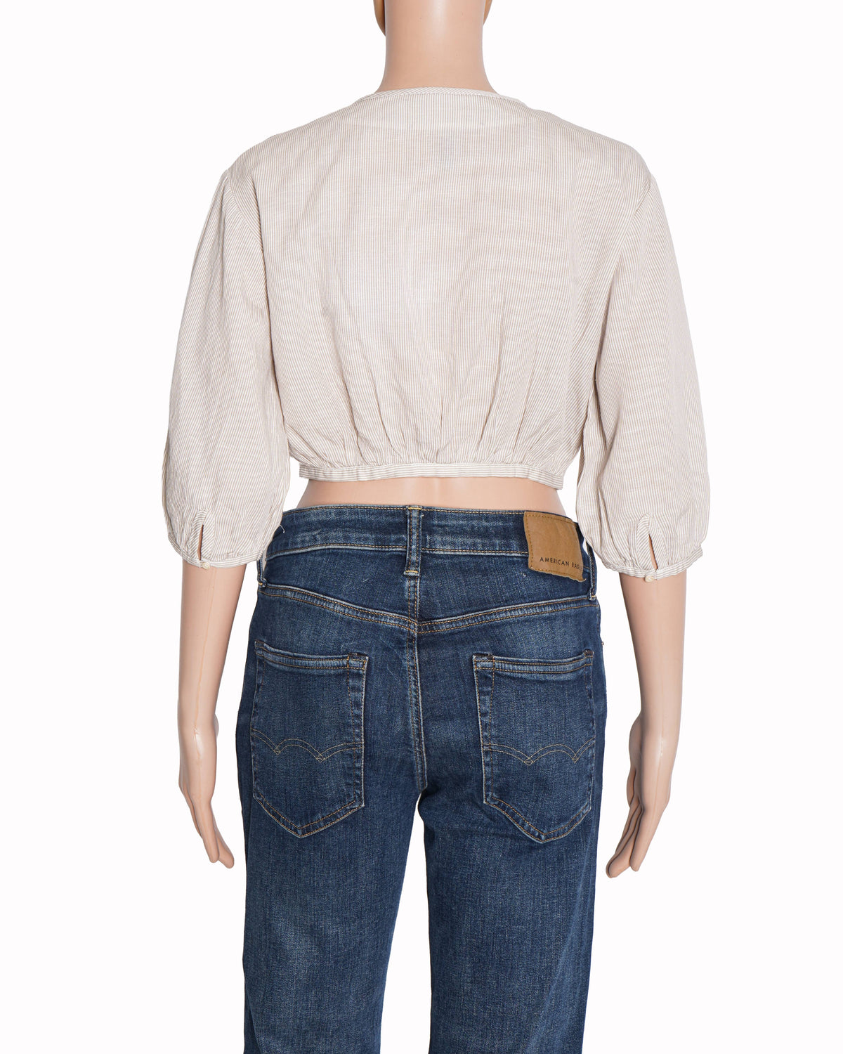 BCBG Max Azria beige bishop sleeves top