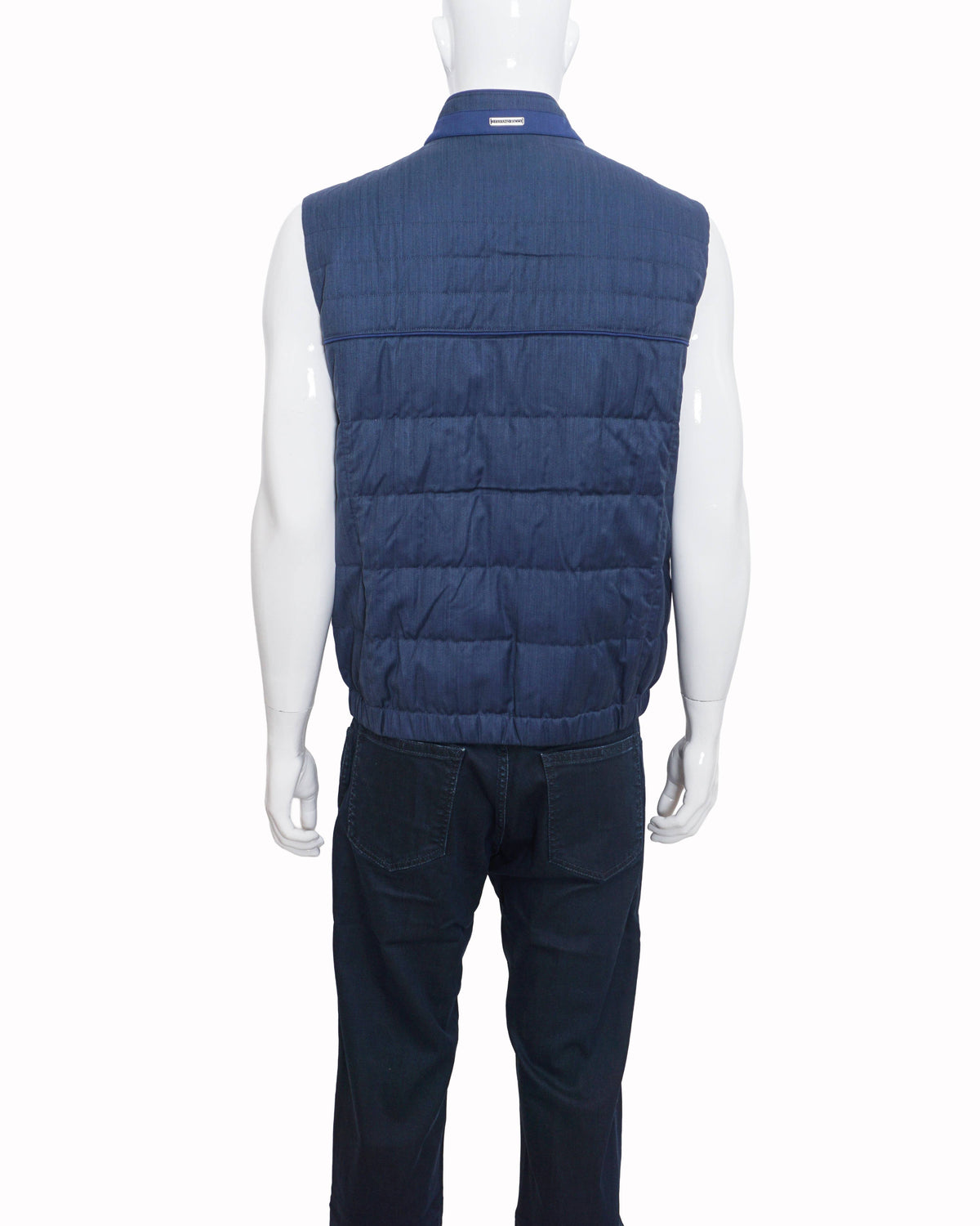 Stefano Ricci Men's Blue Denim-Effect Quilted Down Gilet
