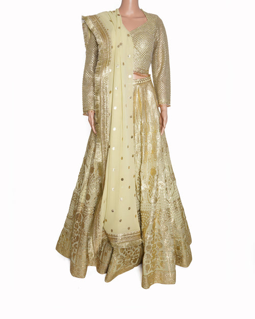 Falguni Shane Peacock Lehenga Set In Sage Green