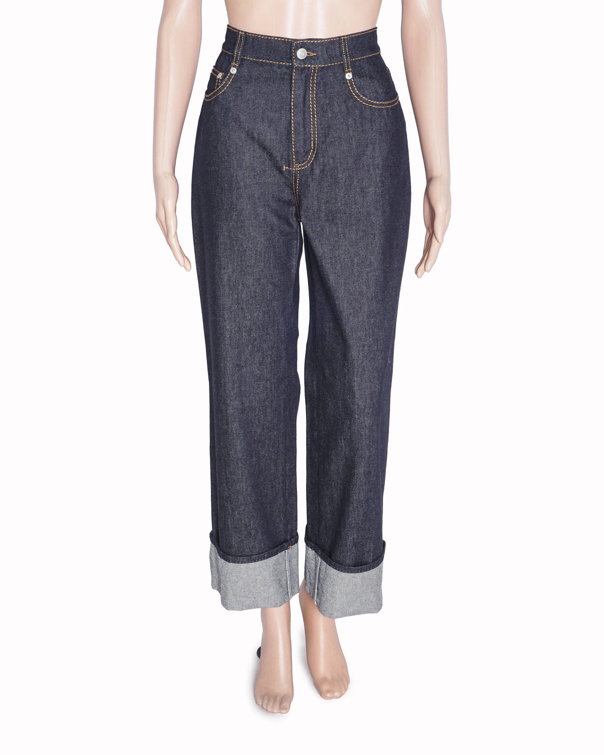 Alexander McQueen Dark Indigo Fold-Up Cuff Jeans
