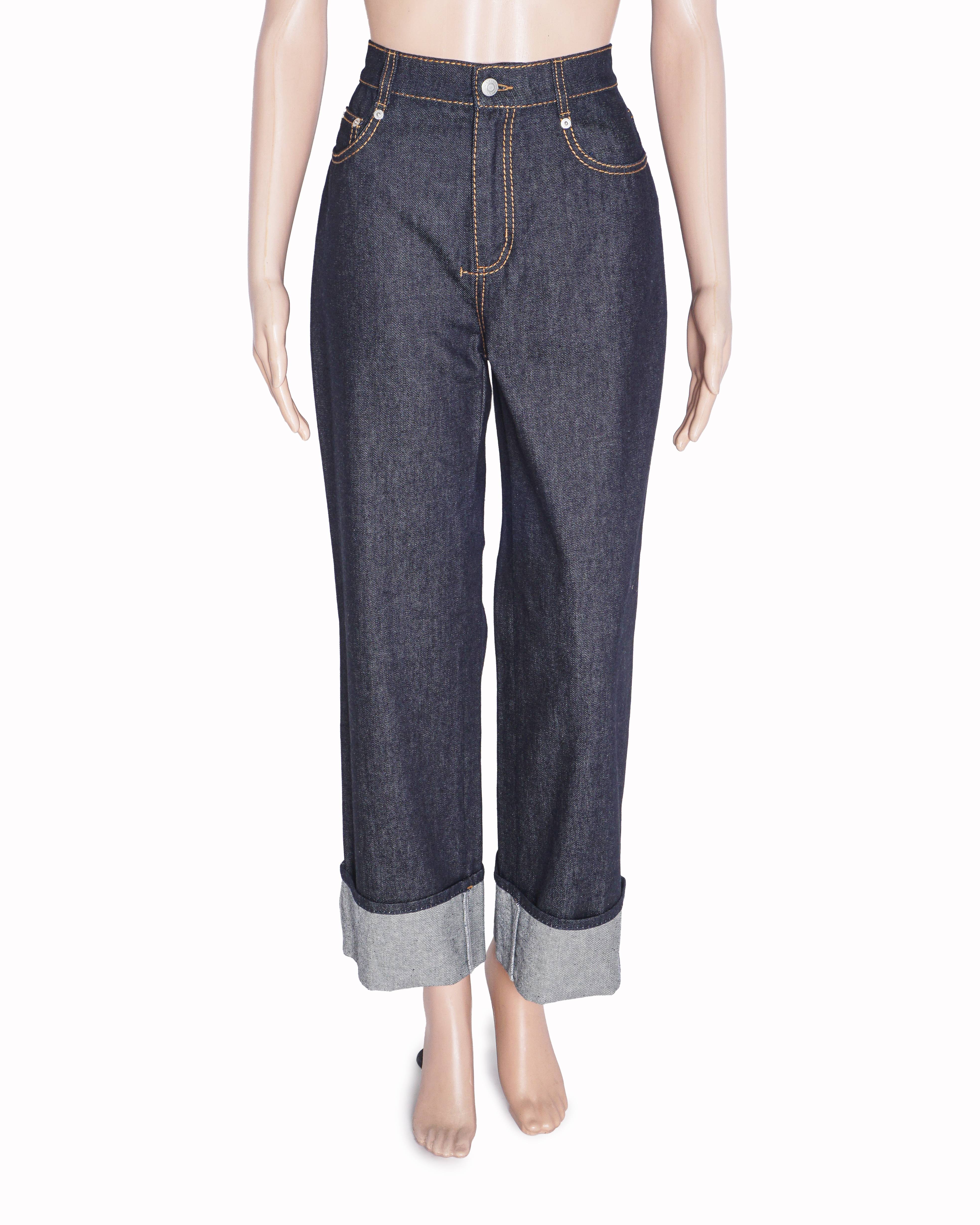 Alexander McQueen Dark Indigo Fold-Up Cuff Jeans