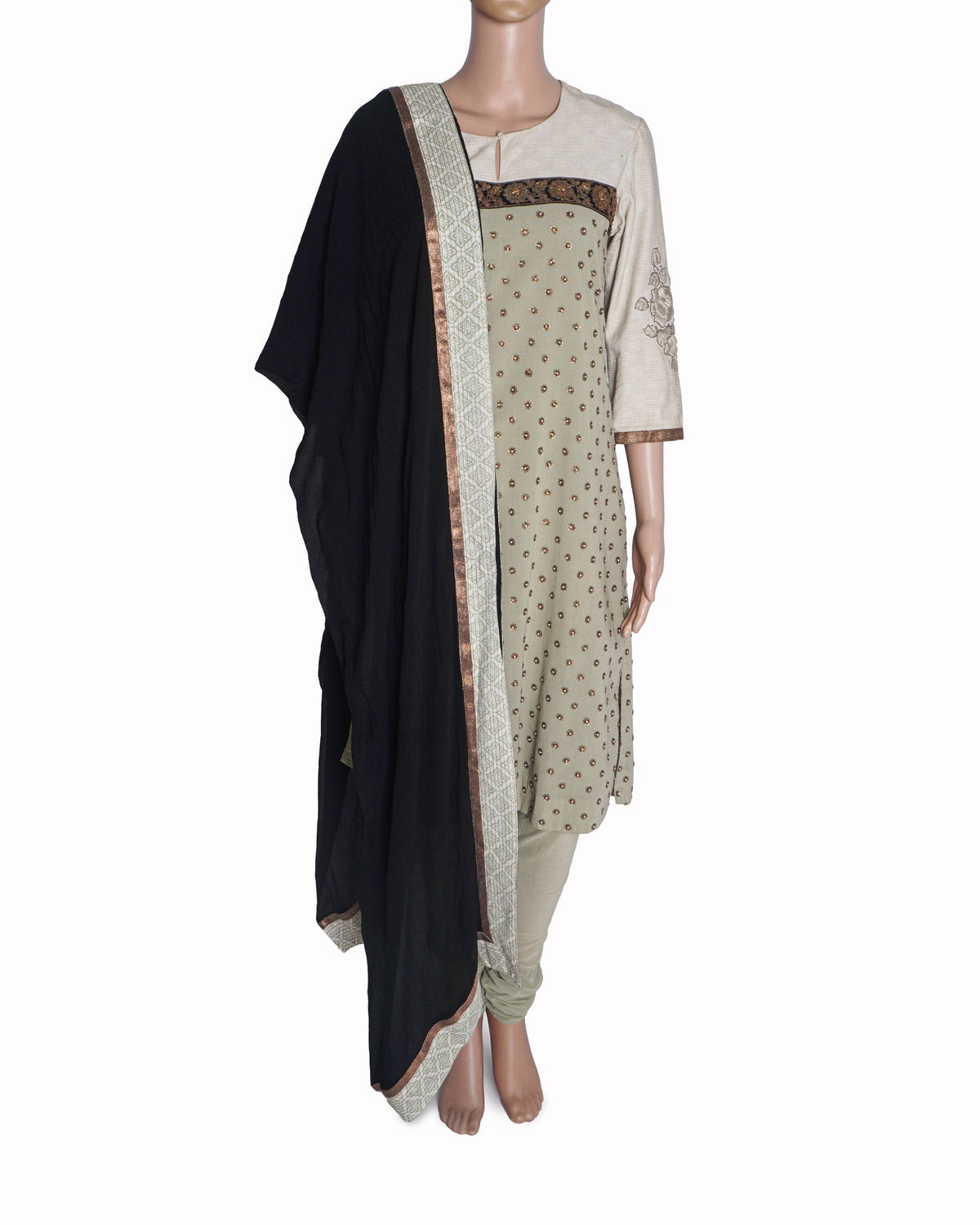 Sabyasachi Sage Green & Black Embroidered Kurta Set
