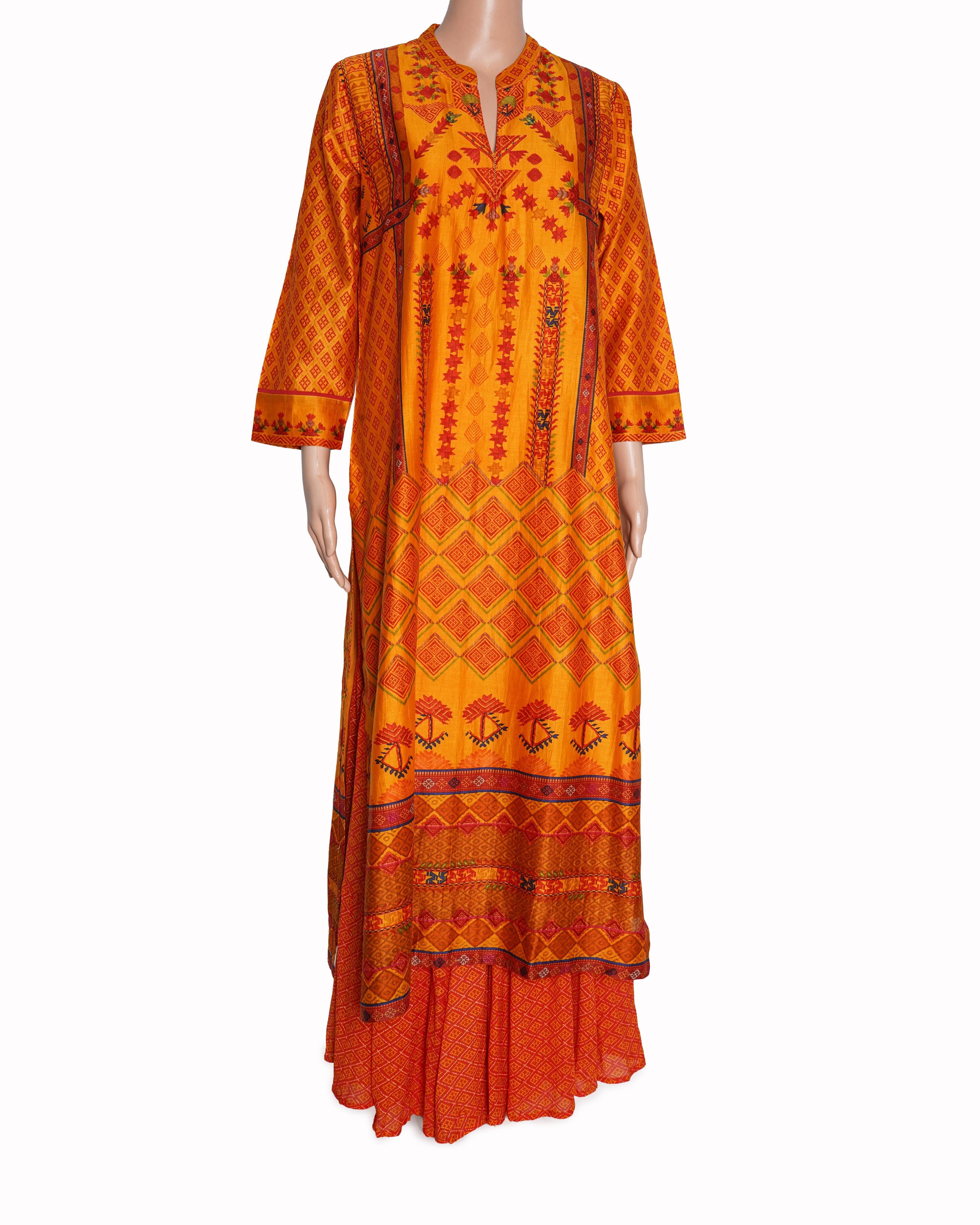 New Ritu Kumar Mustard Printed Kurta With Sharara