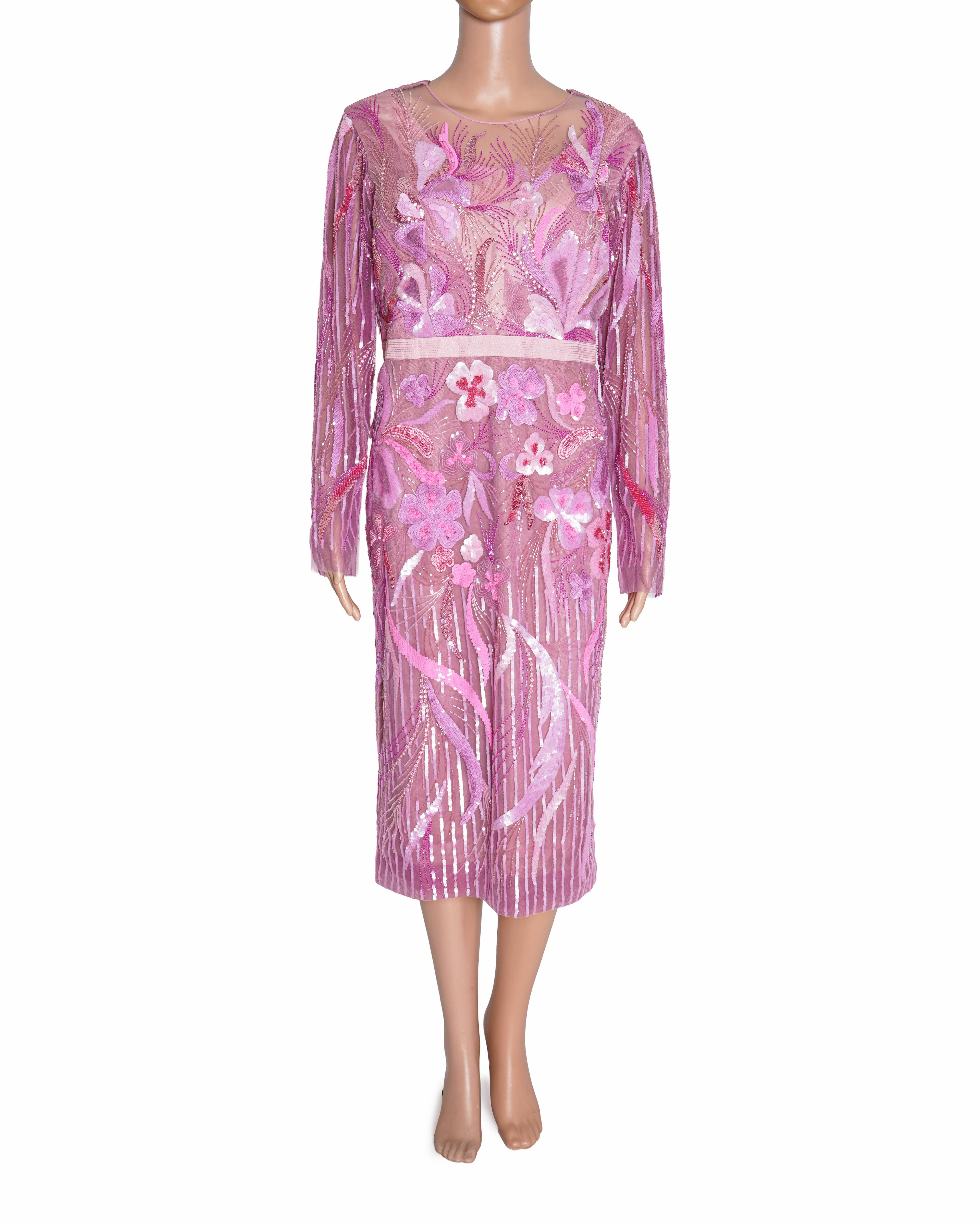 Gavin Miguel Pink Floral Sequin Dress