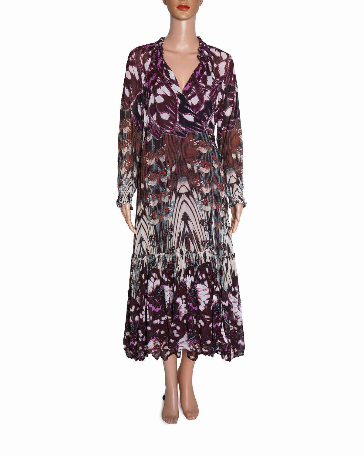 By Anthropologie Long-Sleeve Wrap Midi Dress