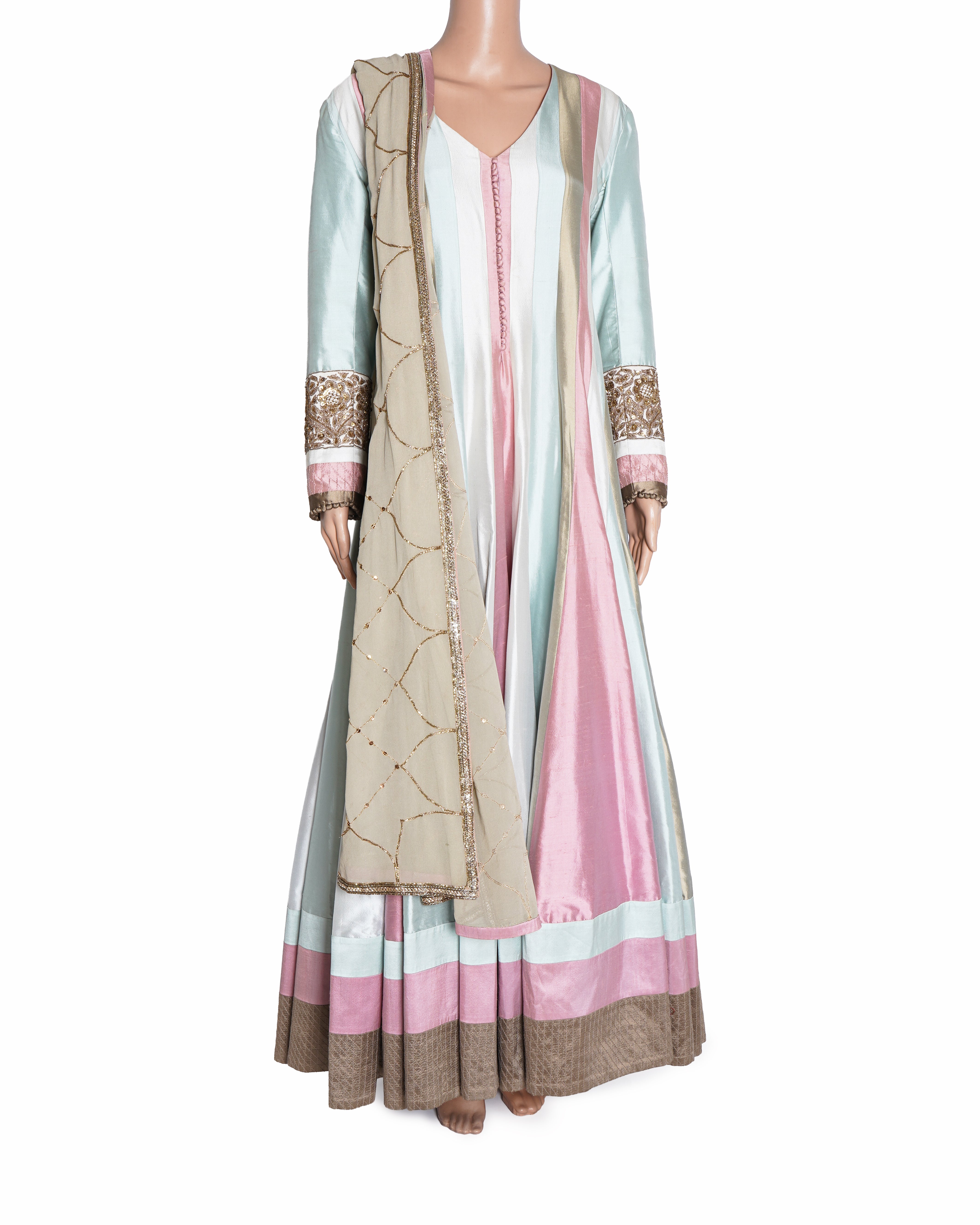 Manish Malhotra Anarkali Pink Churidar Set WIth Dupatta