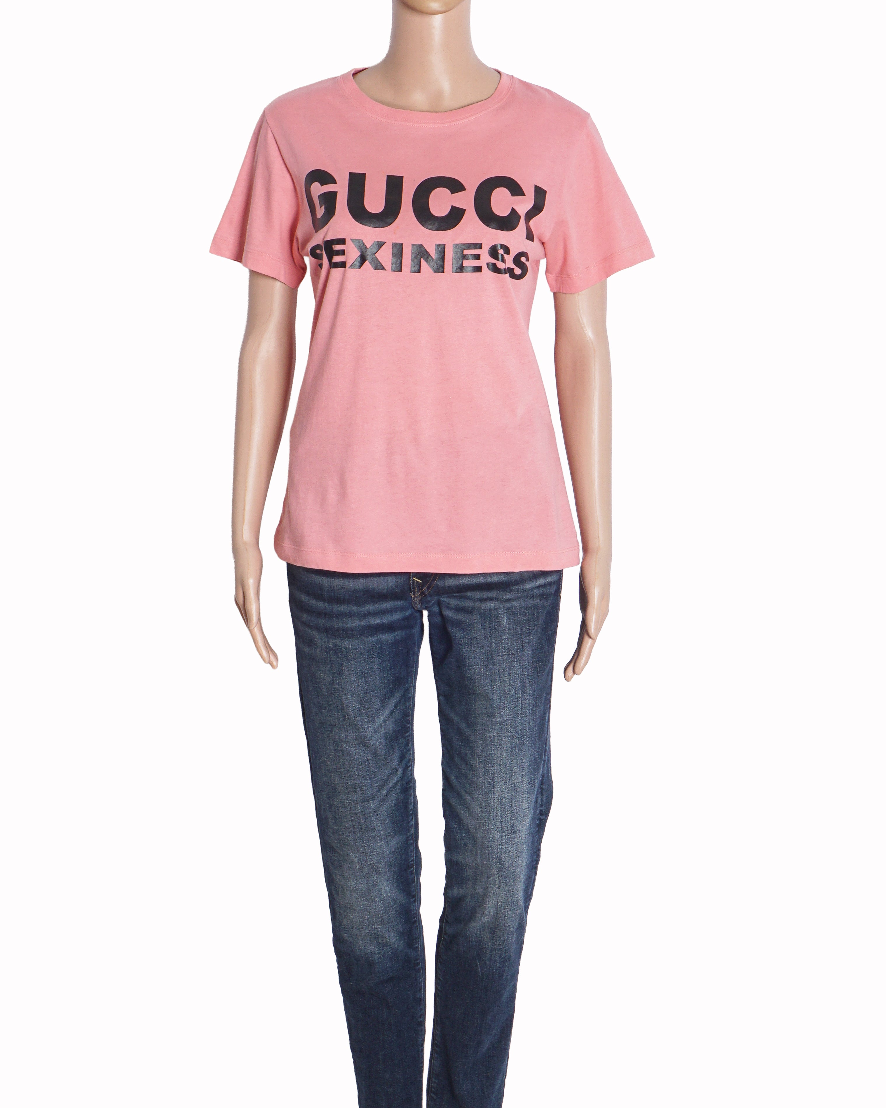 Gucci Pink Cotton GUCCI SEXINESS Logo T-Shirt