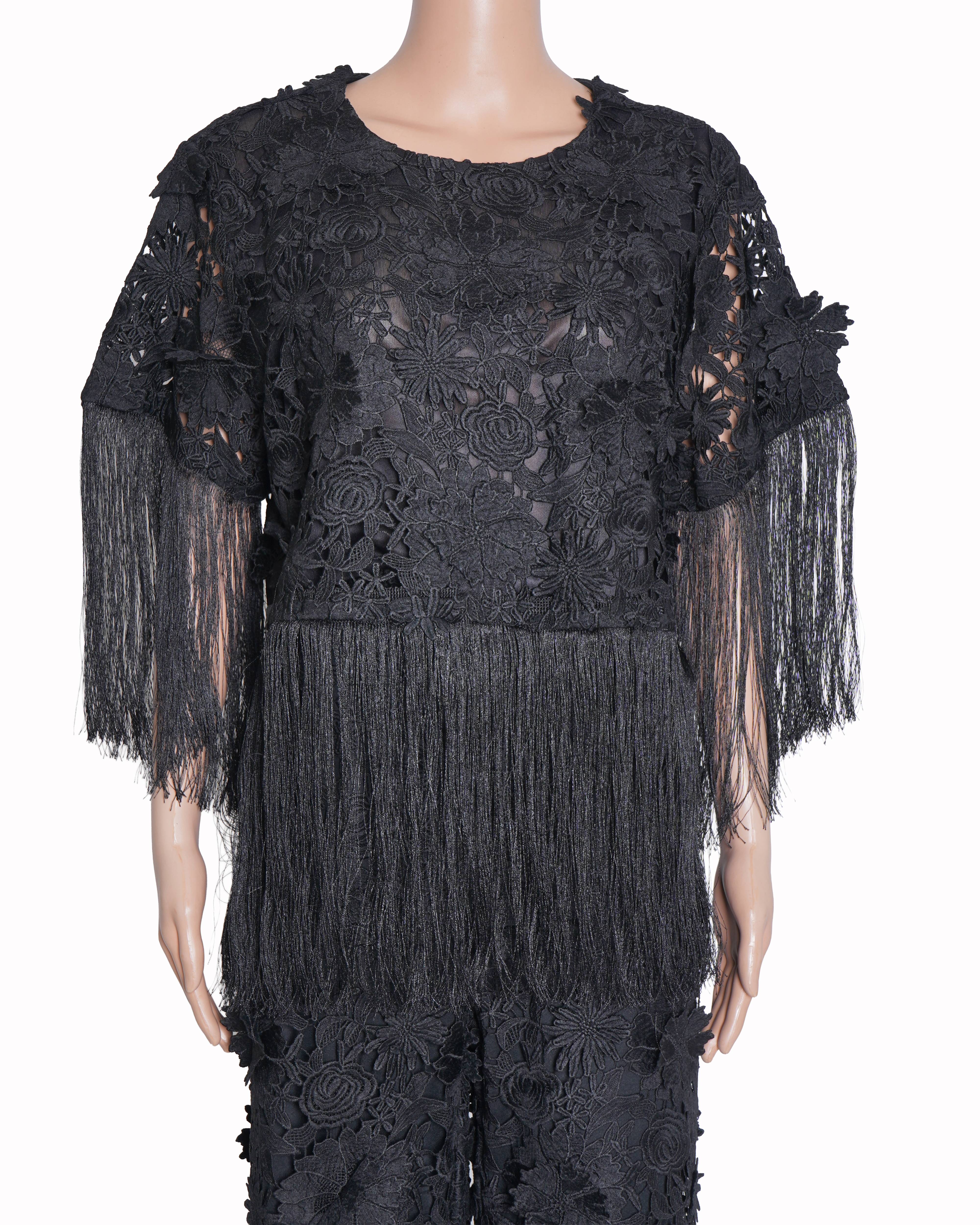 Puneet Kapoor Label Women's Lace Co-ord Set In Black