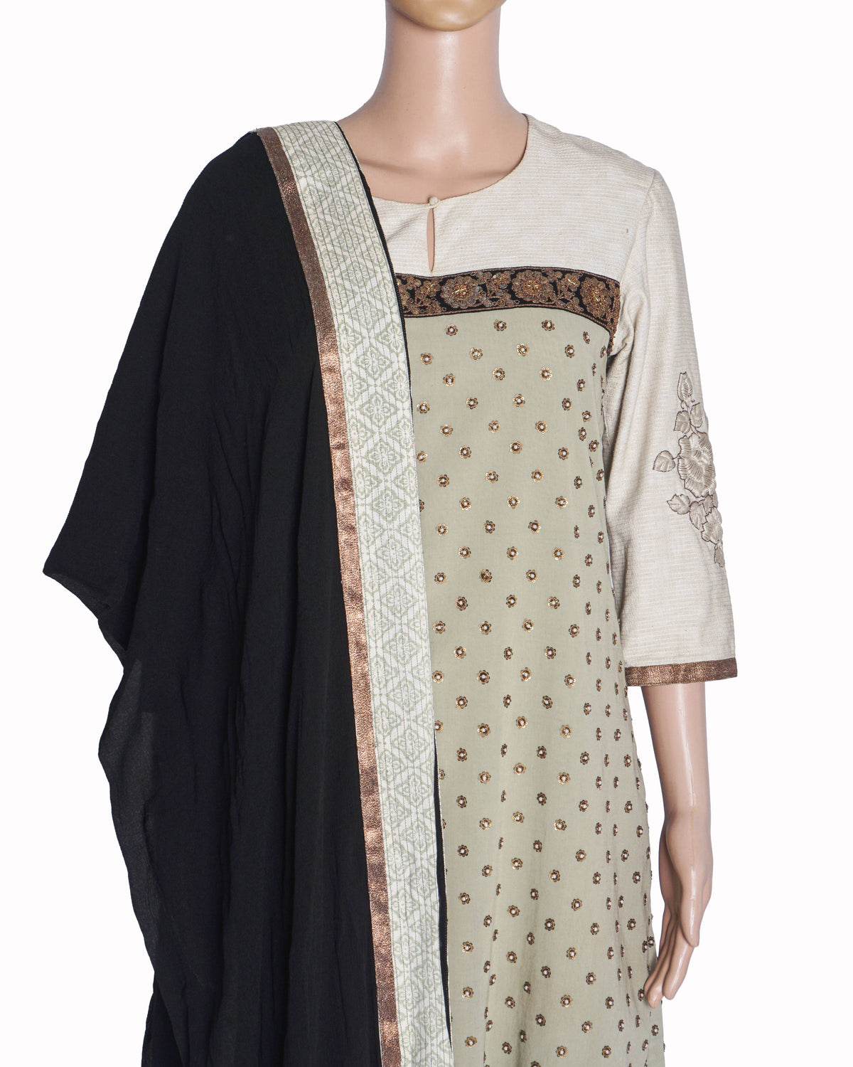 Sabyasachi Sage Green & Black Embroidered Kurta Set