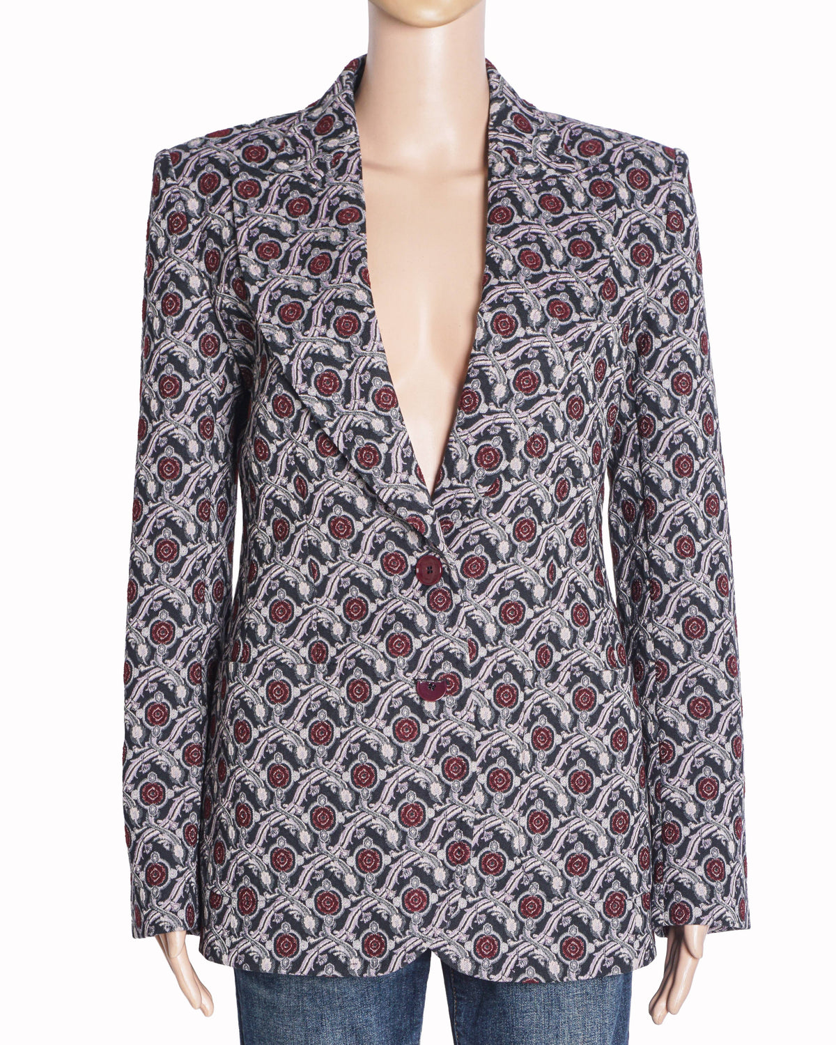 Etro Double-Breasted Geometric Floral Print Jacket