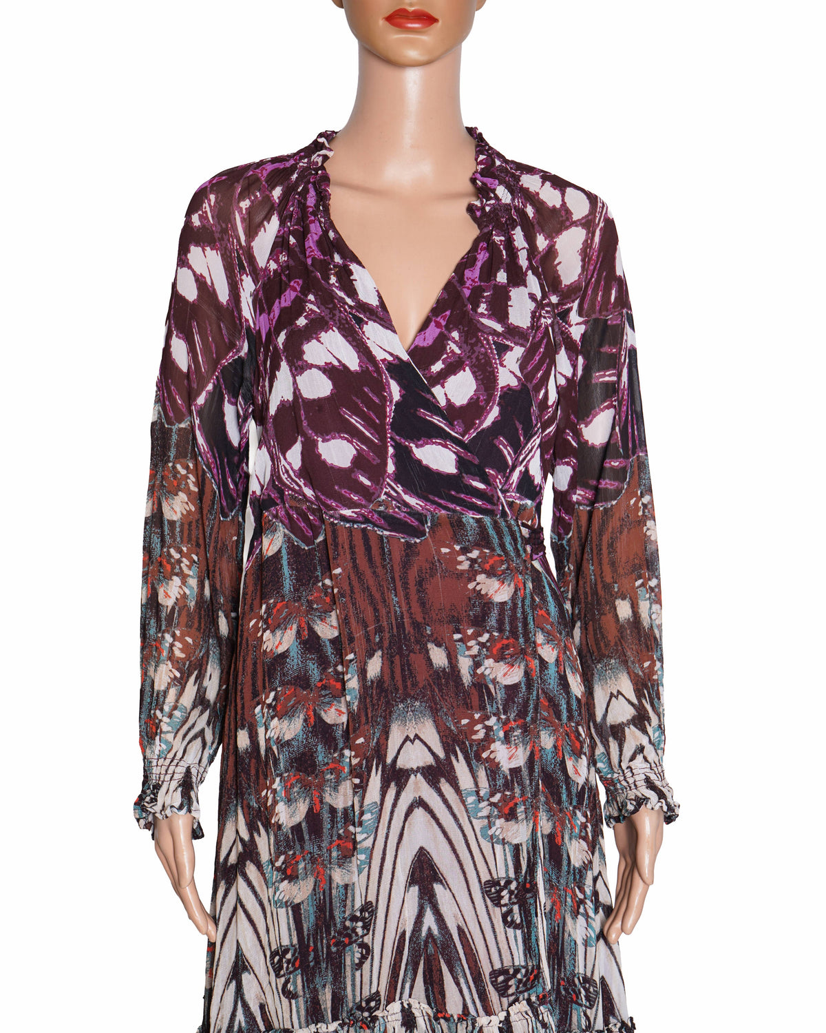 By Anthropologie Long-Sleeve Wrap Midi Dress