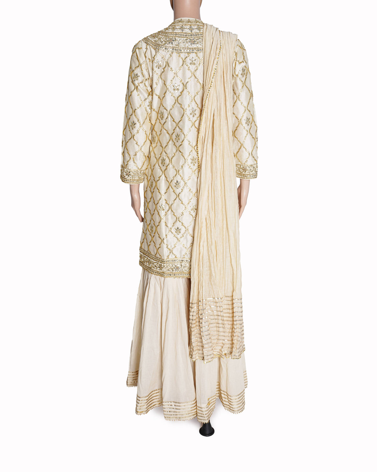 Anita Mody Champagne Ivory Gota-Patti Silk Sharara Set