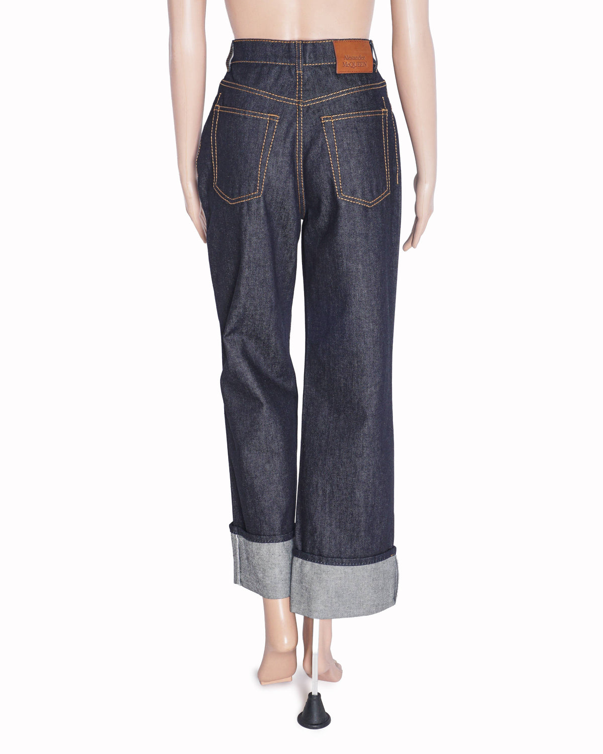 Alexander McQueen Dark Indigo Fold-Up Cuff Jeans