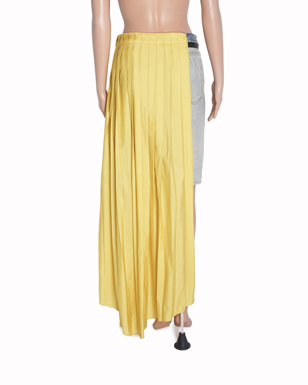 Unravel Project Deconstructed Denim & Yellow Pleated Skirt
